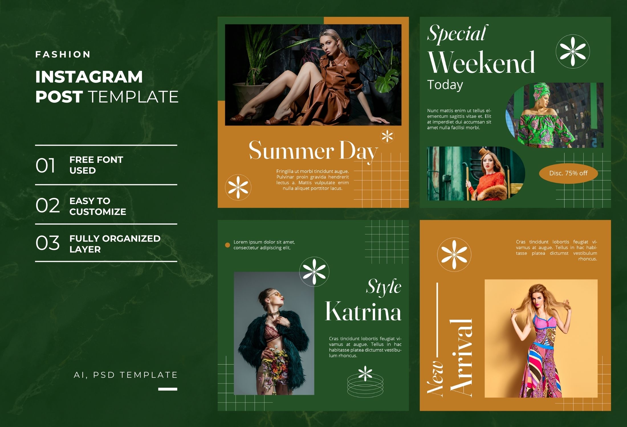 Green & Orange Elegant Fashion Sale Instagram Post Template
