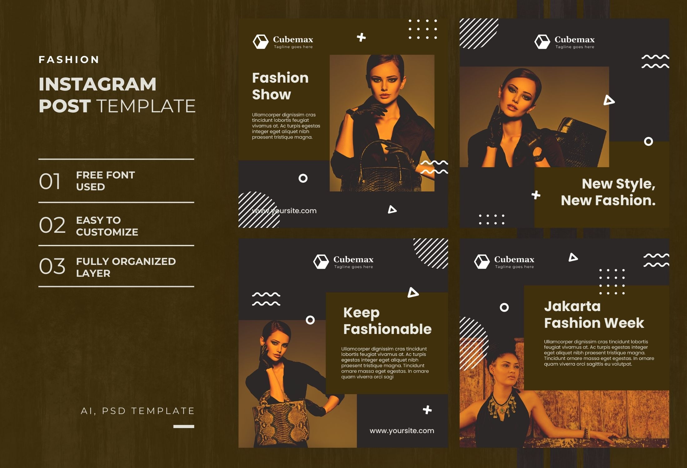 Black & Brown Creative Fashion Showcase Instagram Post Template