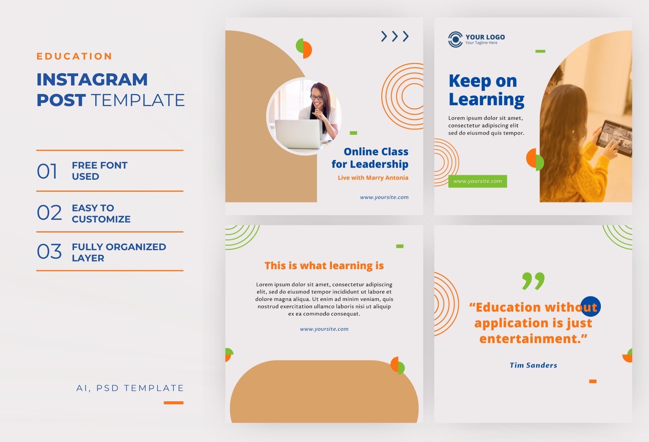 White & Brown Creative Learning Class Instagram Post Template