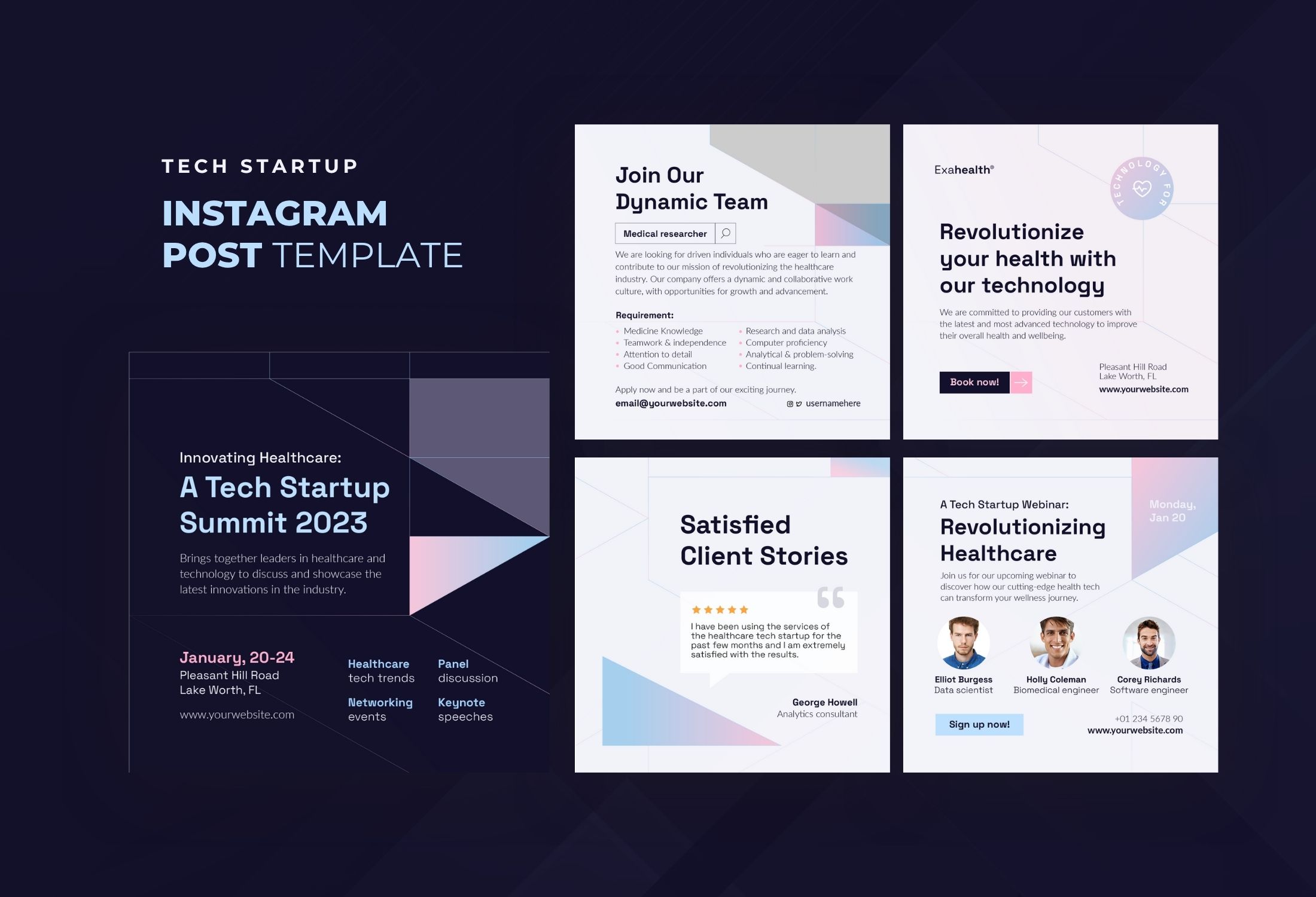 Dark Blue Modern Tech Startup Instagram Post Template