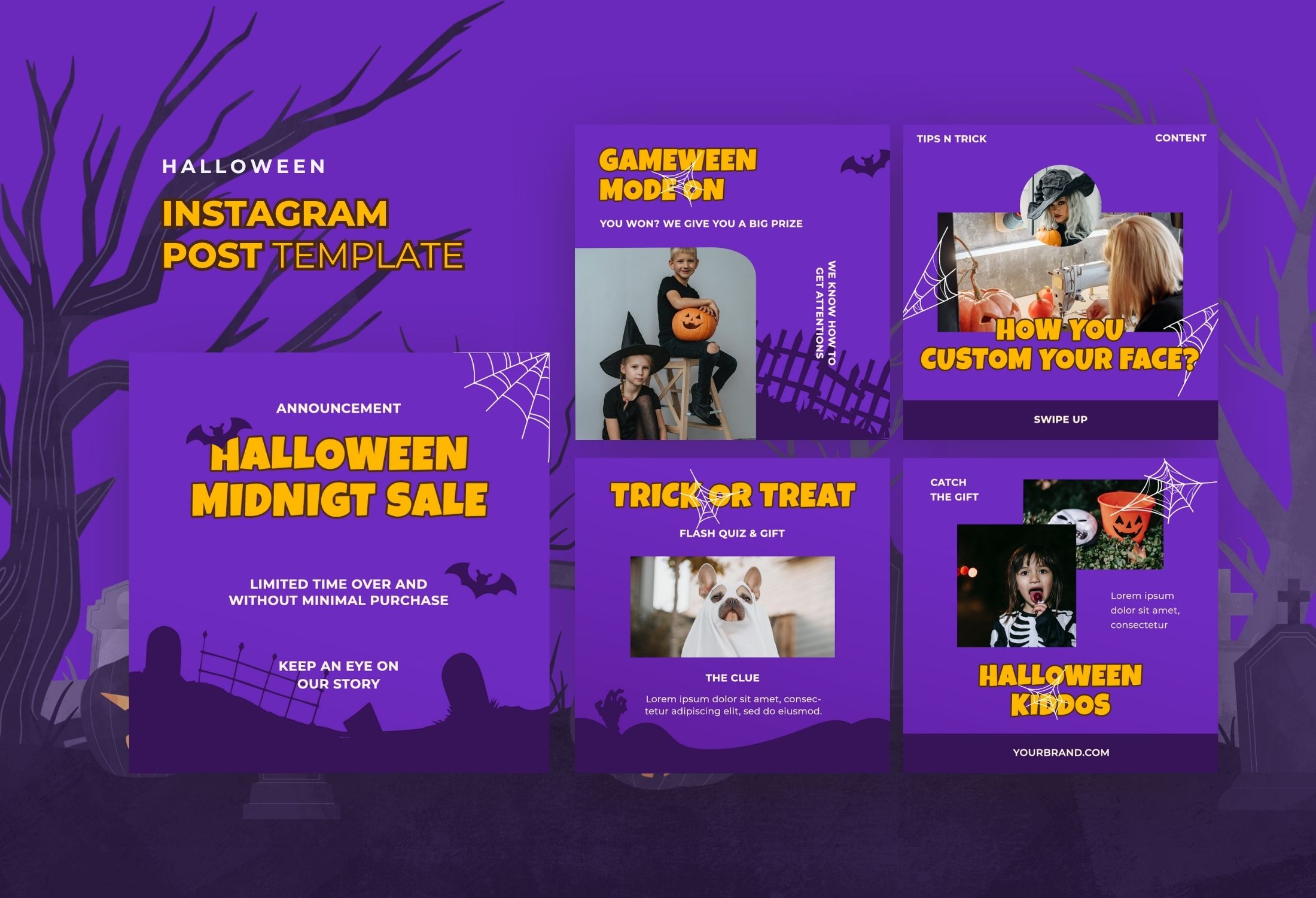 Purple Creative Halloween Instagram Post Template