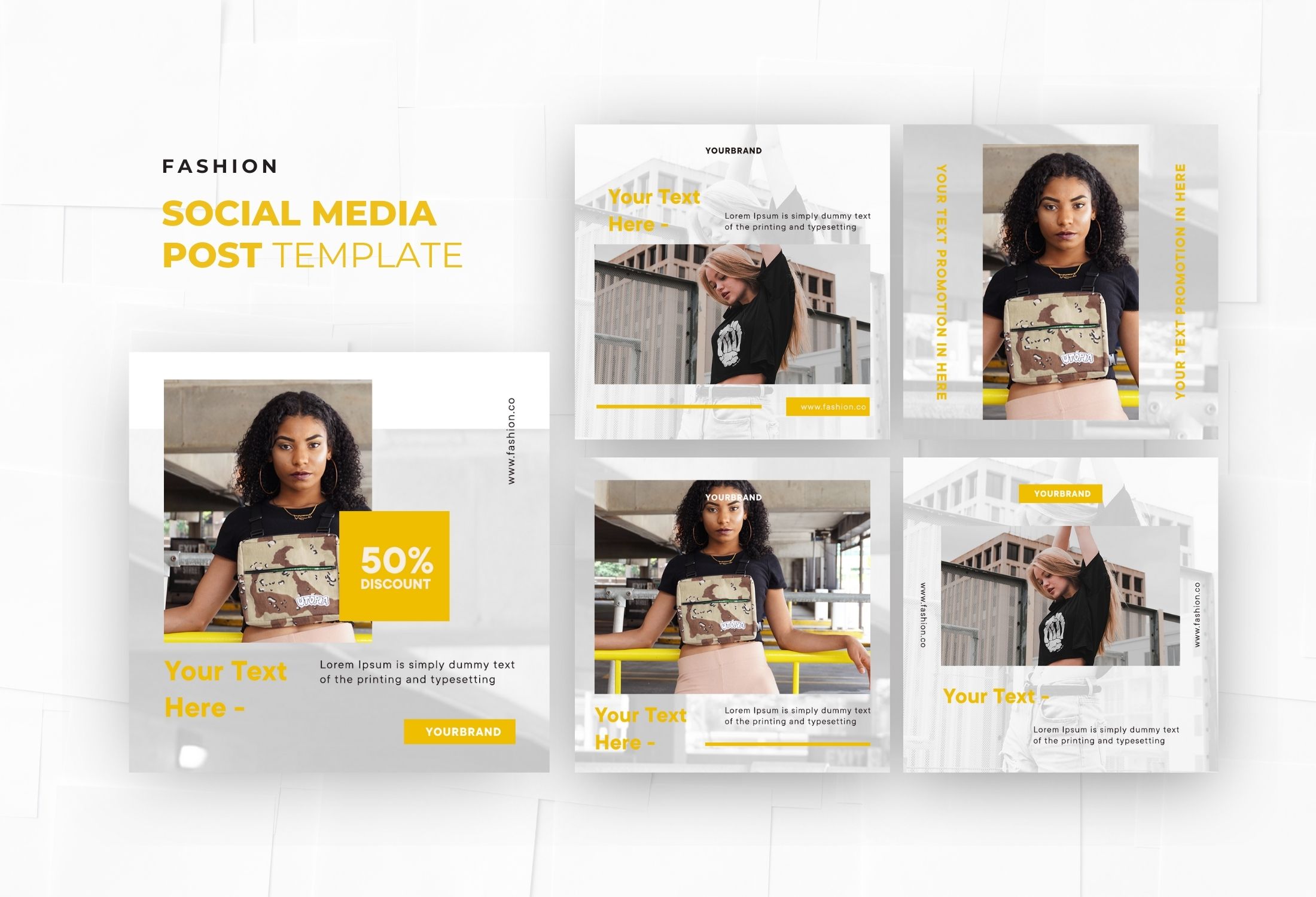 White & Yellow Creative Fashion Sale Instagram Post Template
