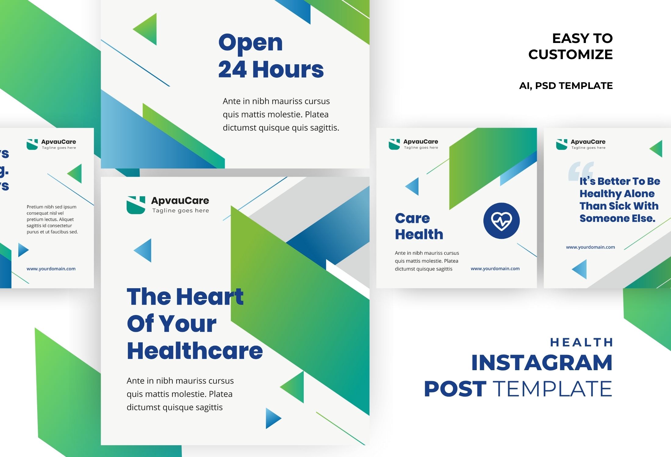 White & Green Modern Health Instagram Post Template