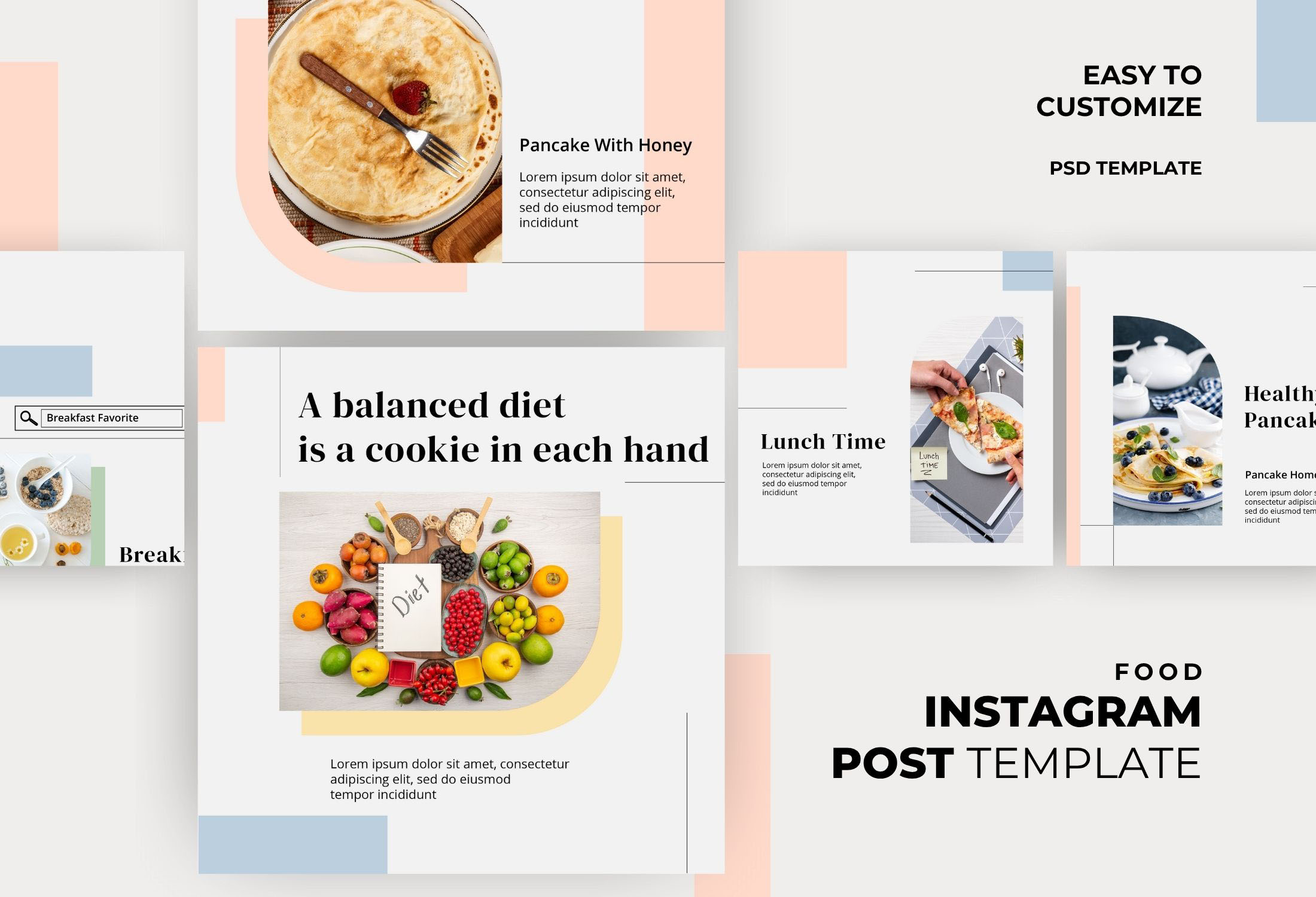 White & Orange Minimal Food Instagram Post Template