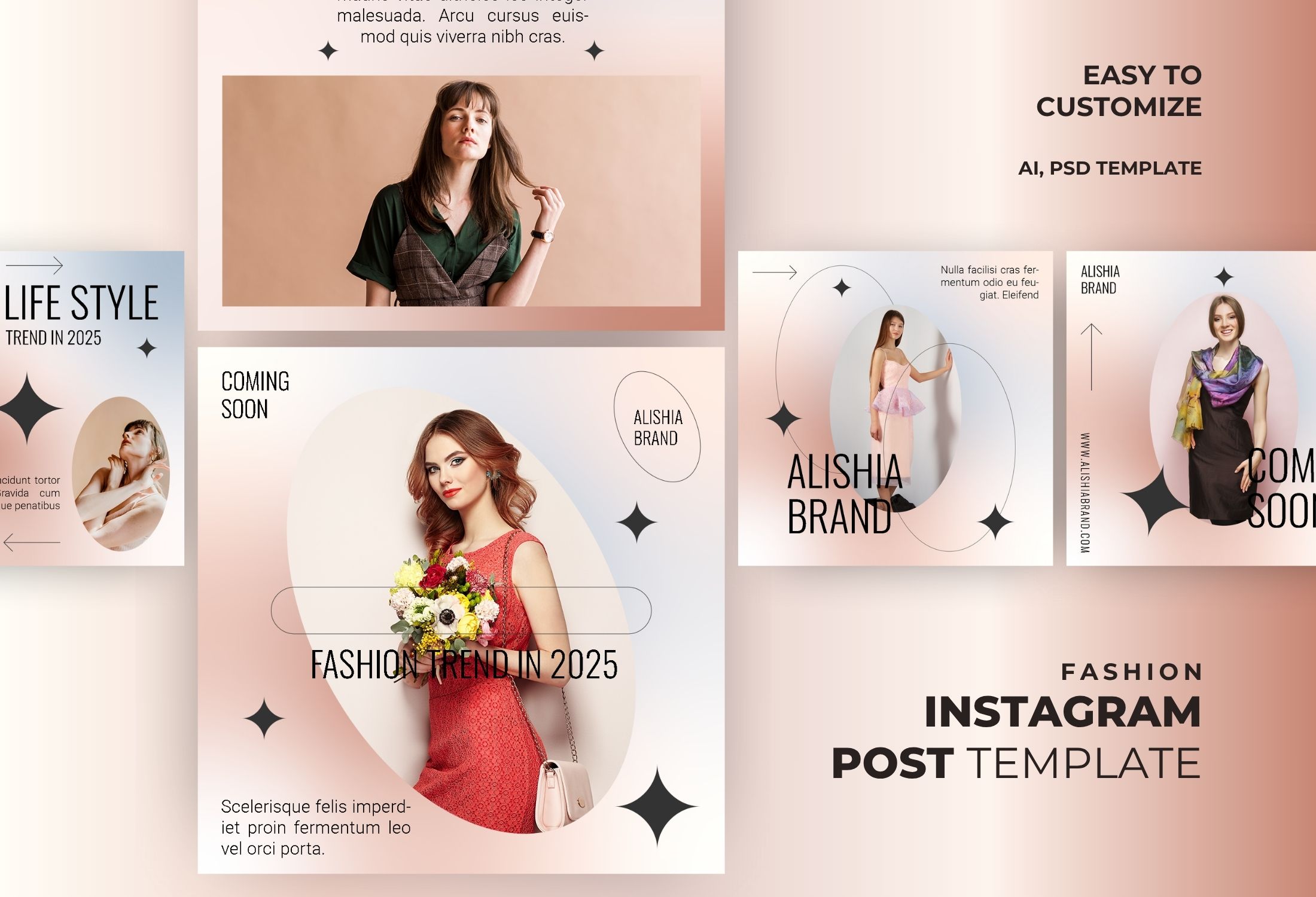 White & Orange Minimalist Fashion Beauty Instagram Post Template
