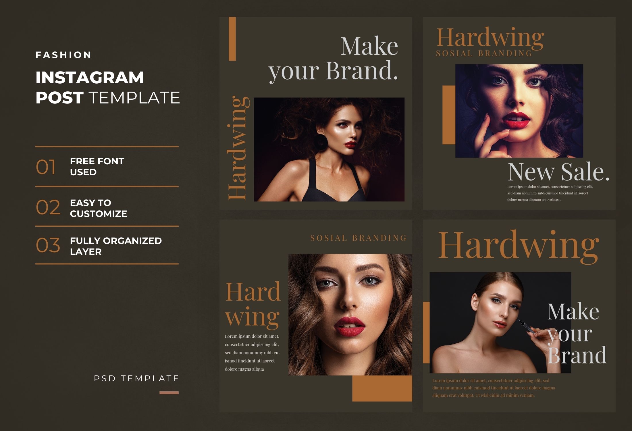 Brown Minimalist Fashion Beauty Instagram Post Template
