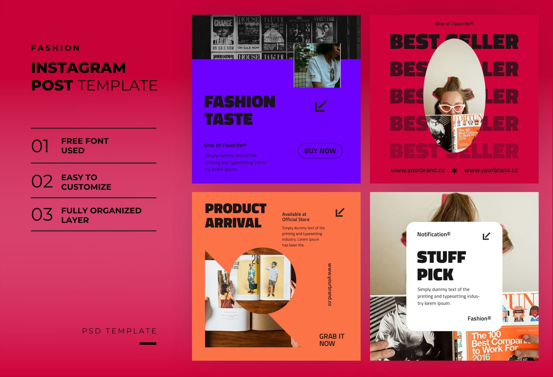 Red & Purple Minimal Fashion Product Instagram Post Template
