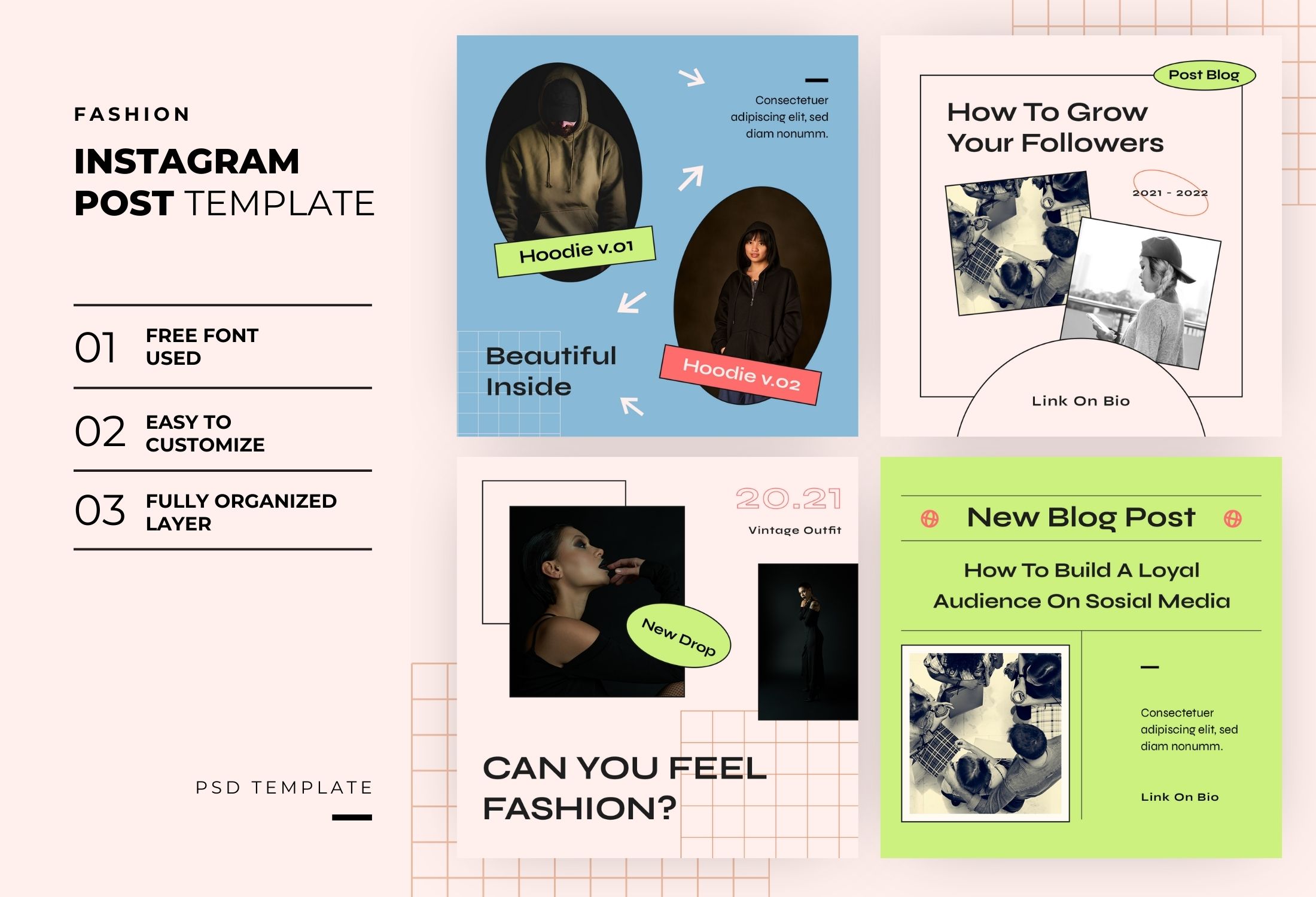 Beige Creative Fashion Daily Instagram Post Template