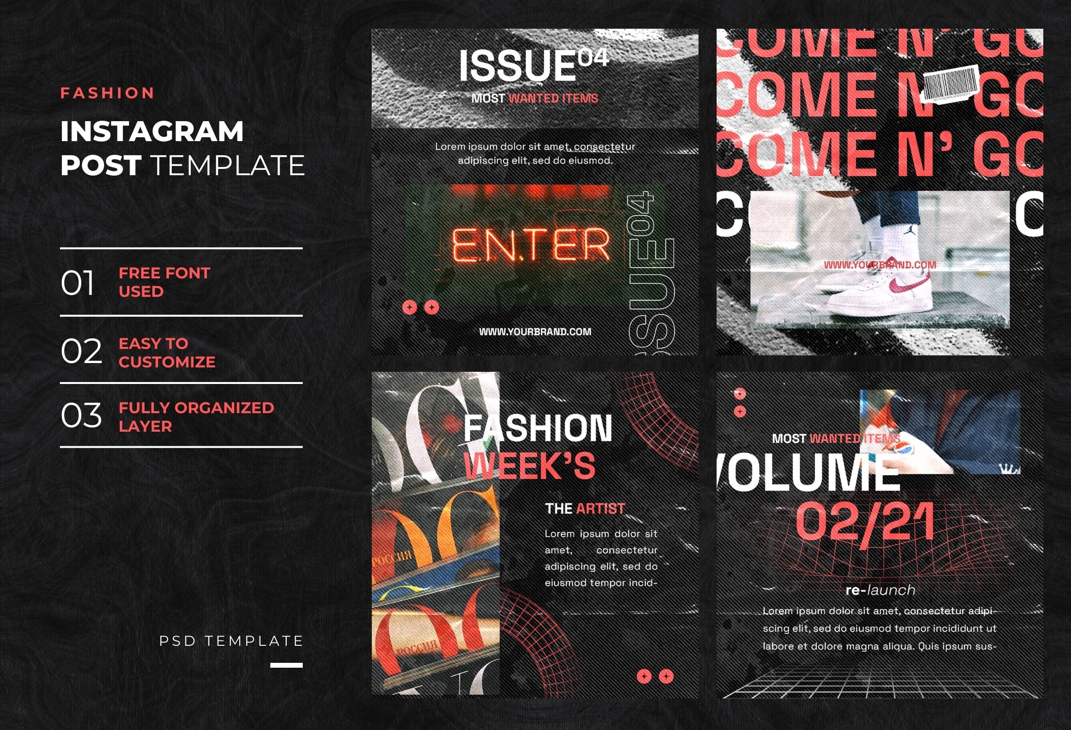 Black & Red Creative Fashion Week Instagram Post Template