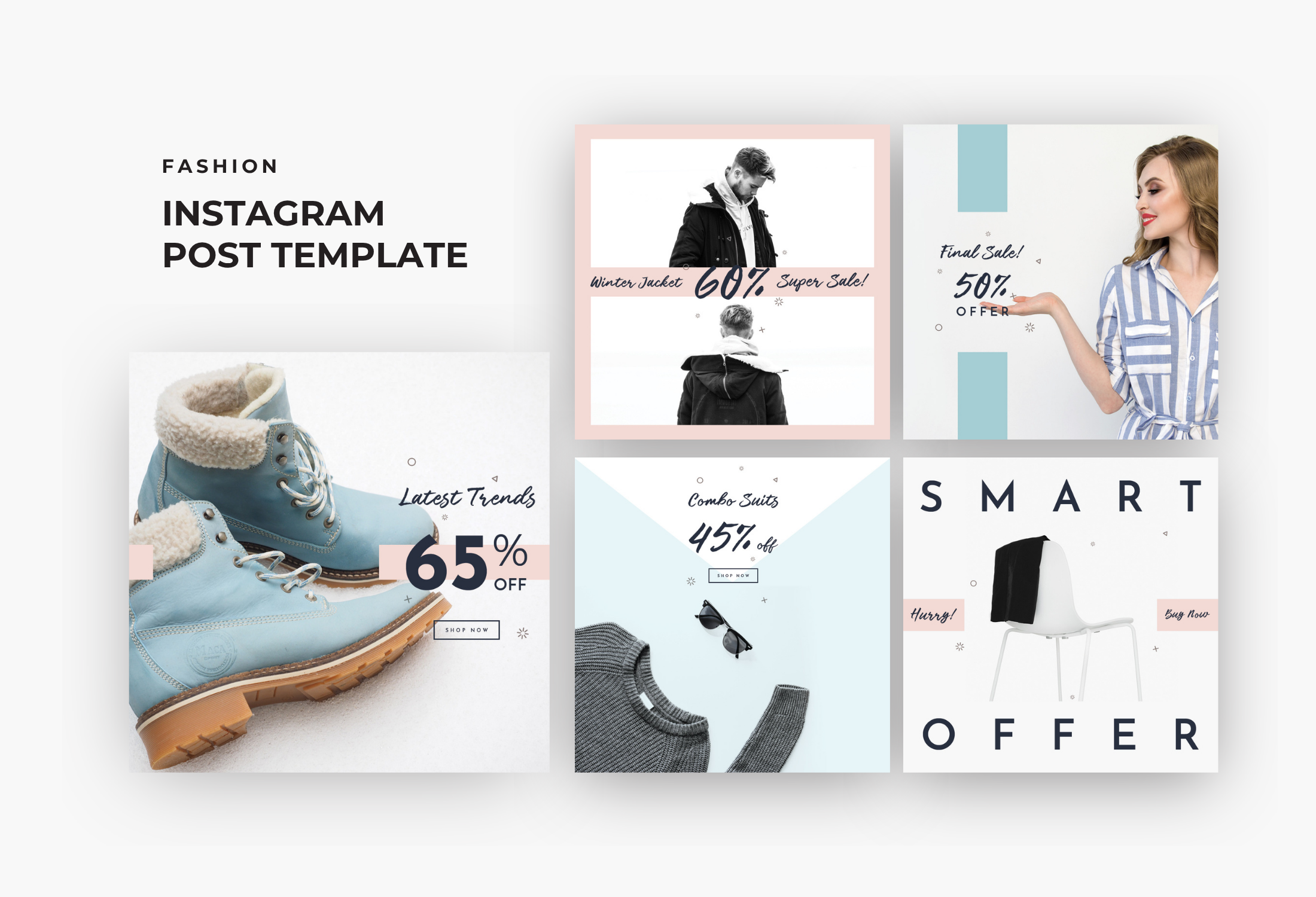 White & Pink Minimal Fashion Sale Instagram Post Template