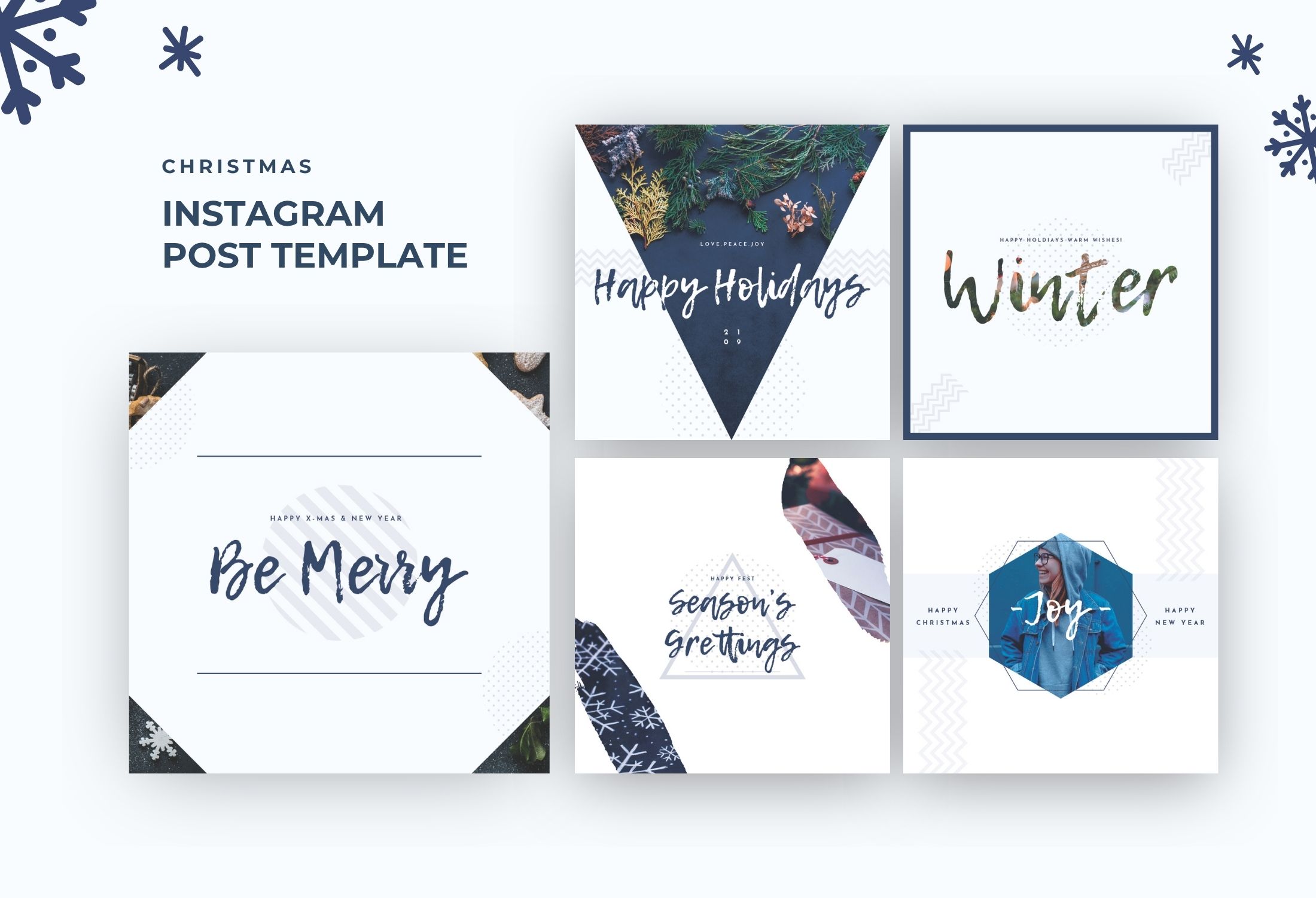 White Minimal Winter Christmas Greetings Instagram Post Template