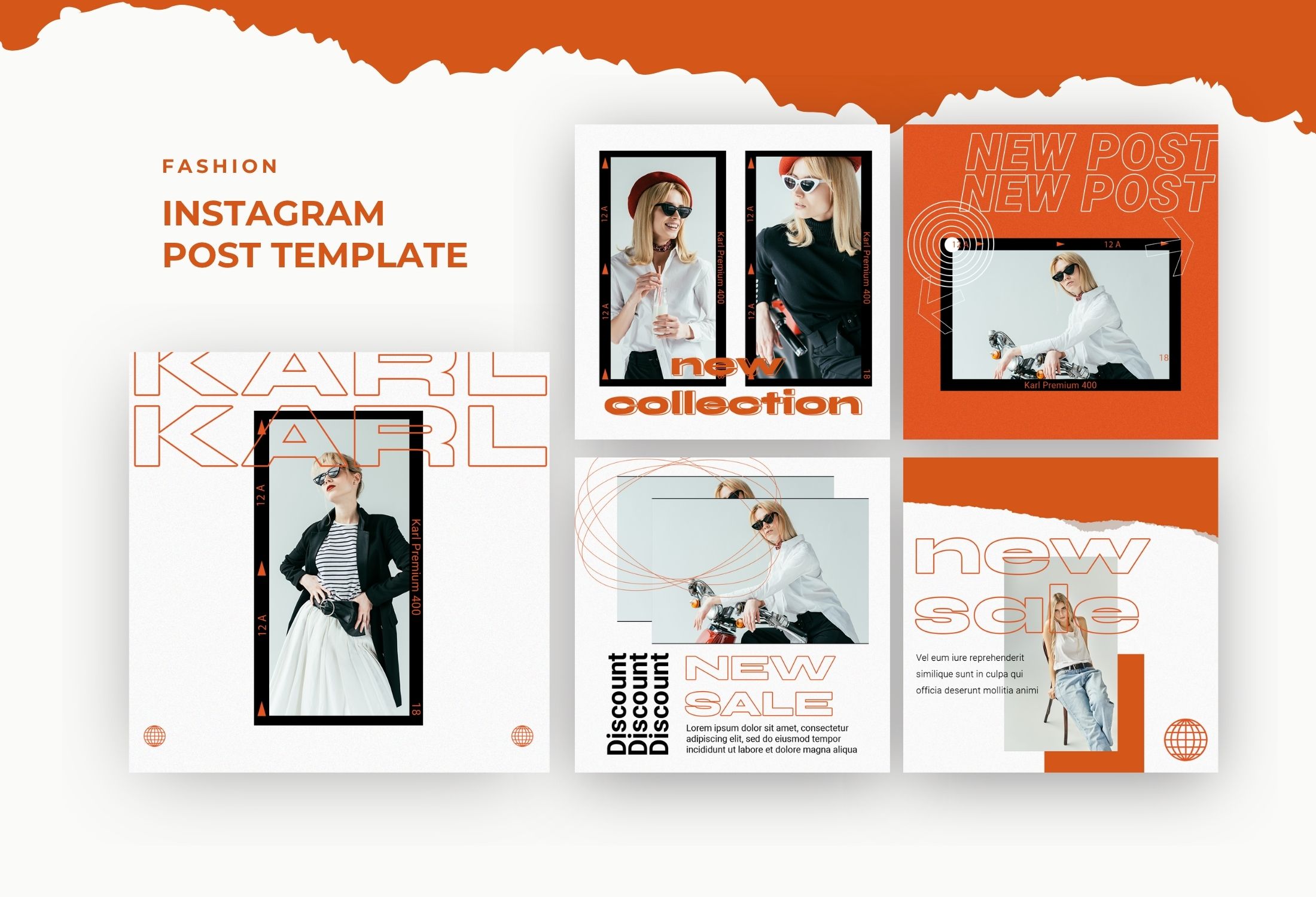 White & Orange Creative Fashion Discount Instagram Post Template
