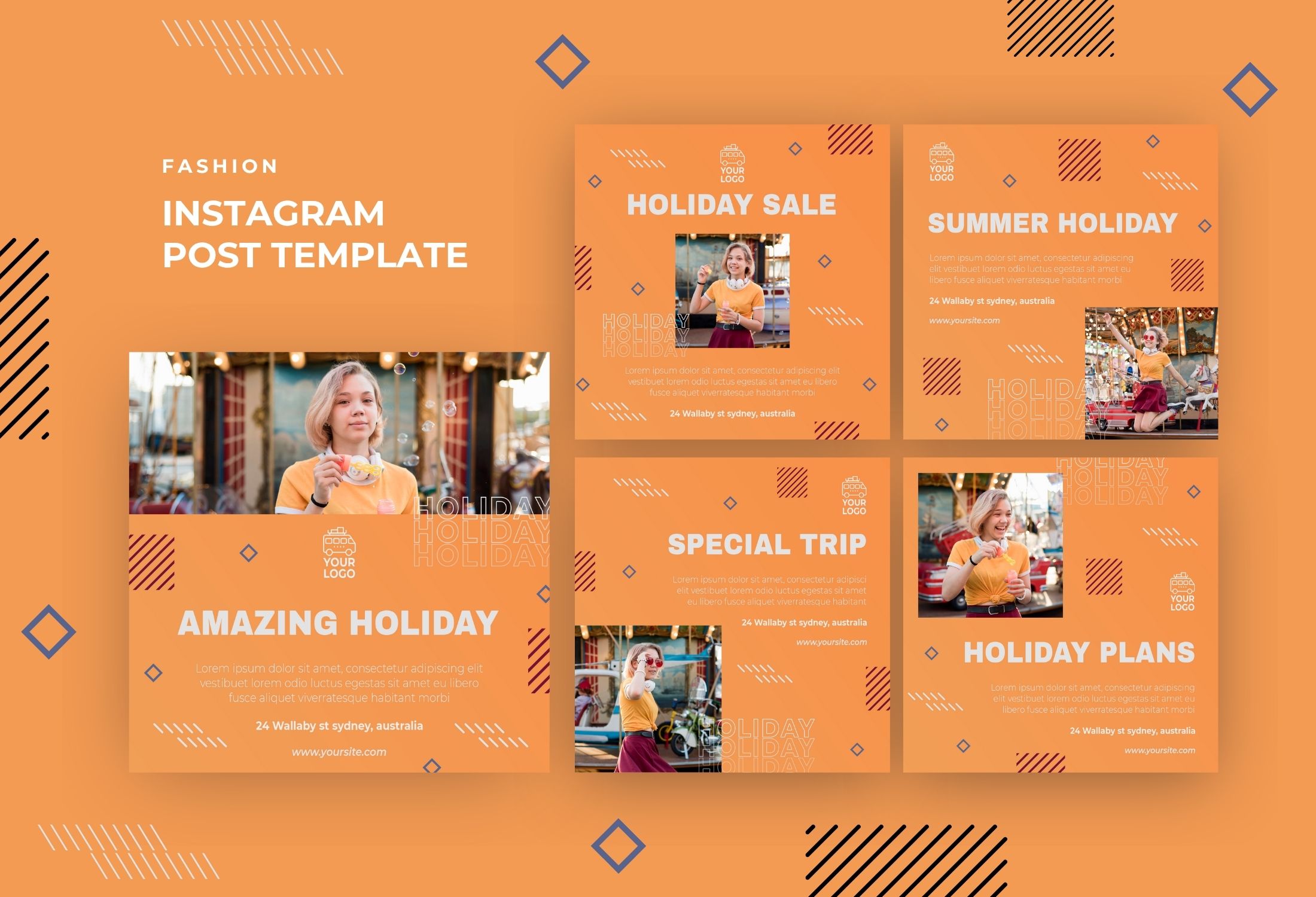 Orange & Red Creative Holiday Fashion Sale Instagram Post Template