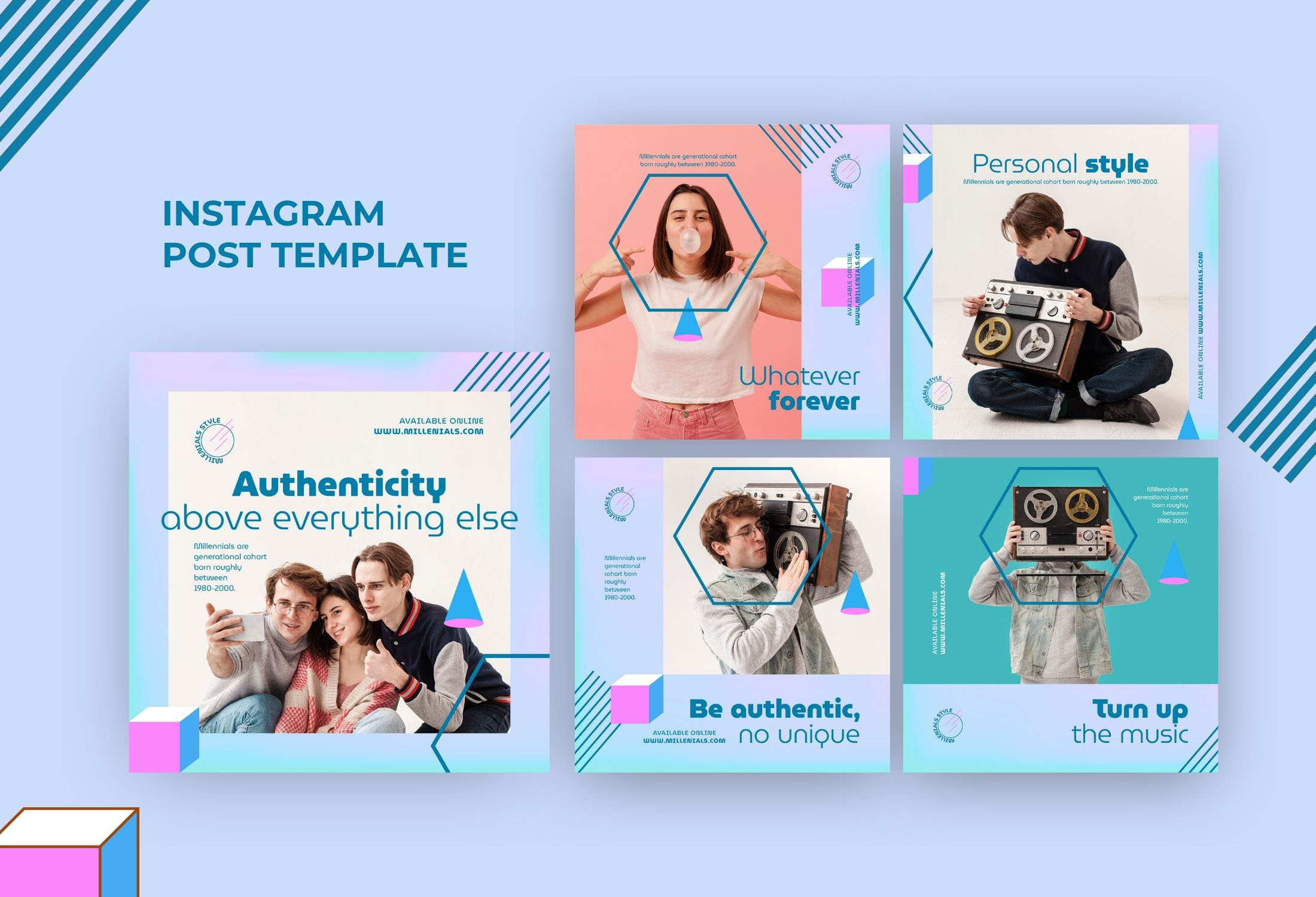 Blue Creative Personal Style Quote Instagram Post Template