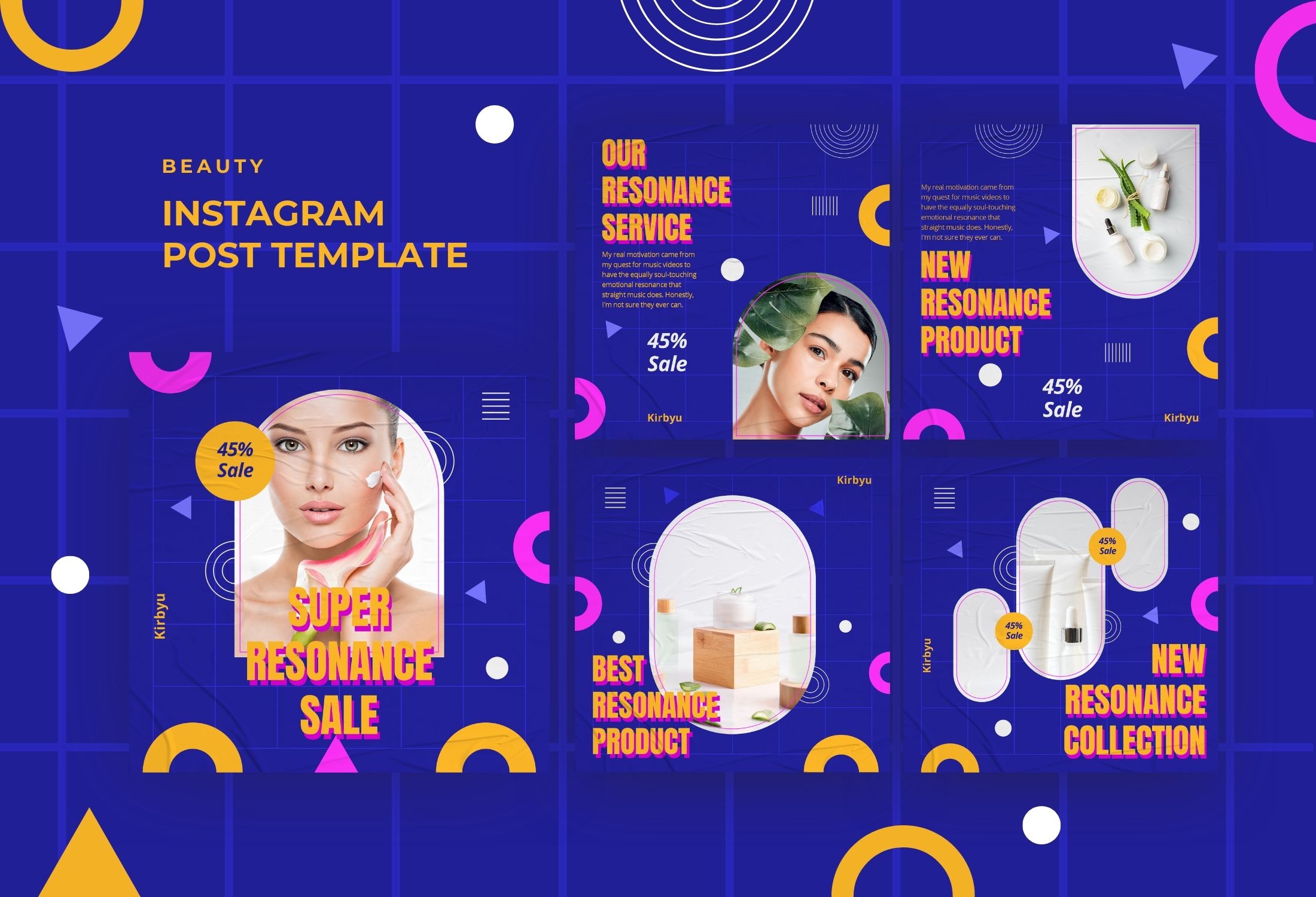 Blue Abstract Creative Beauty Product Sale Instagram Post Template