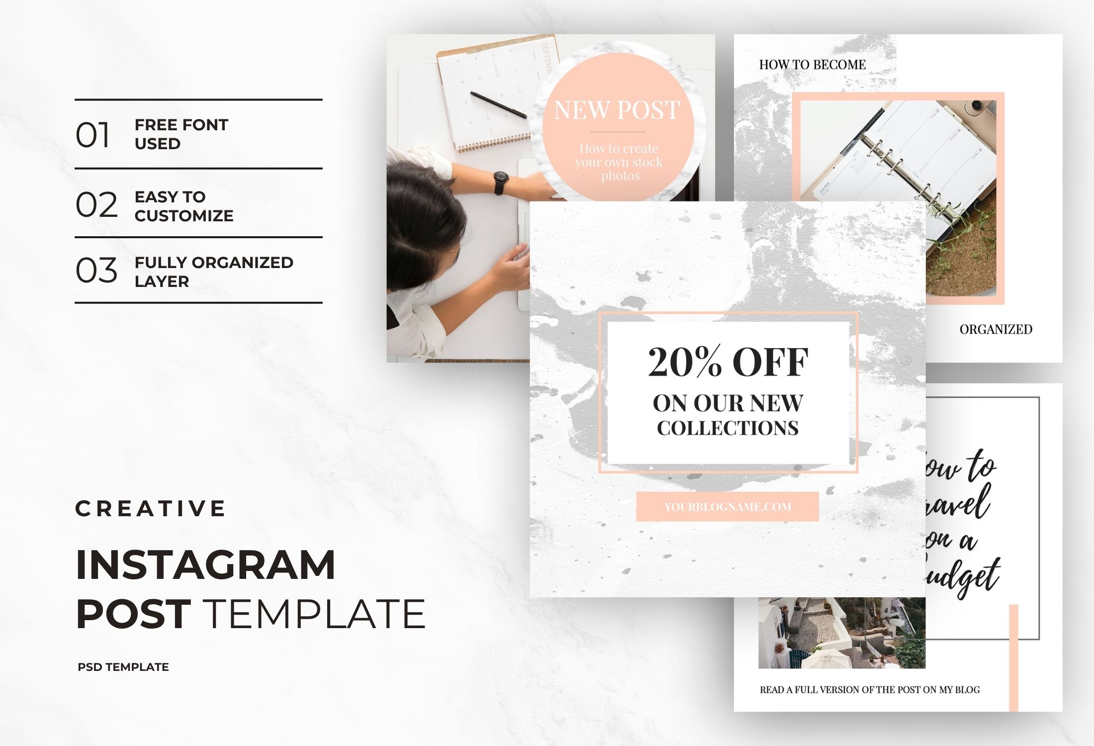 White & Orange Creative Product Discount Instagram Post Template