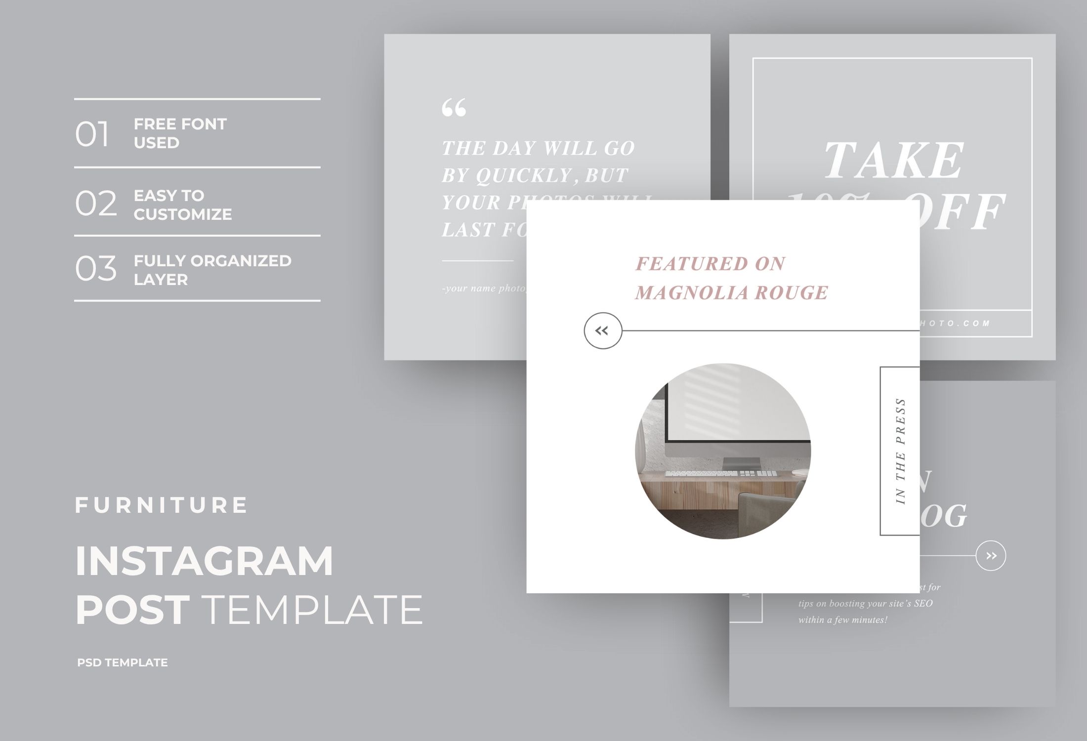 Grey & White Minimal Furniture Quote Instagram Post Template