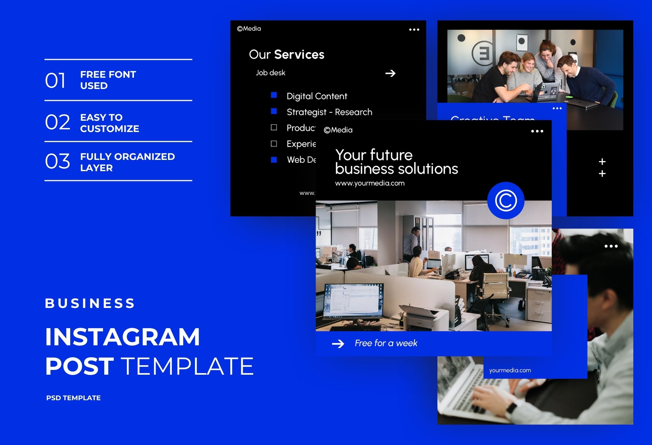 Black & Blue Minimal Business Solutions Instagram Post Template
