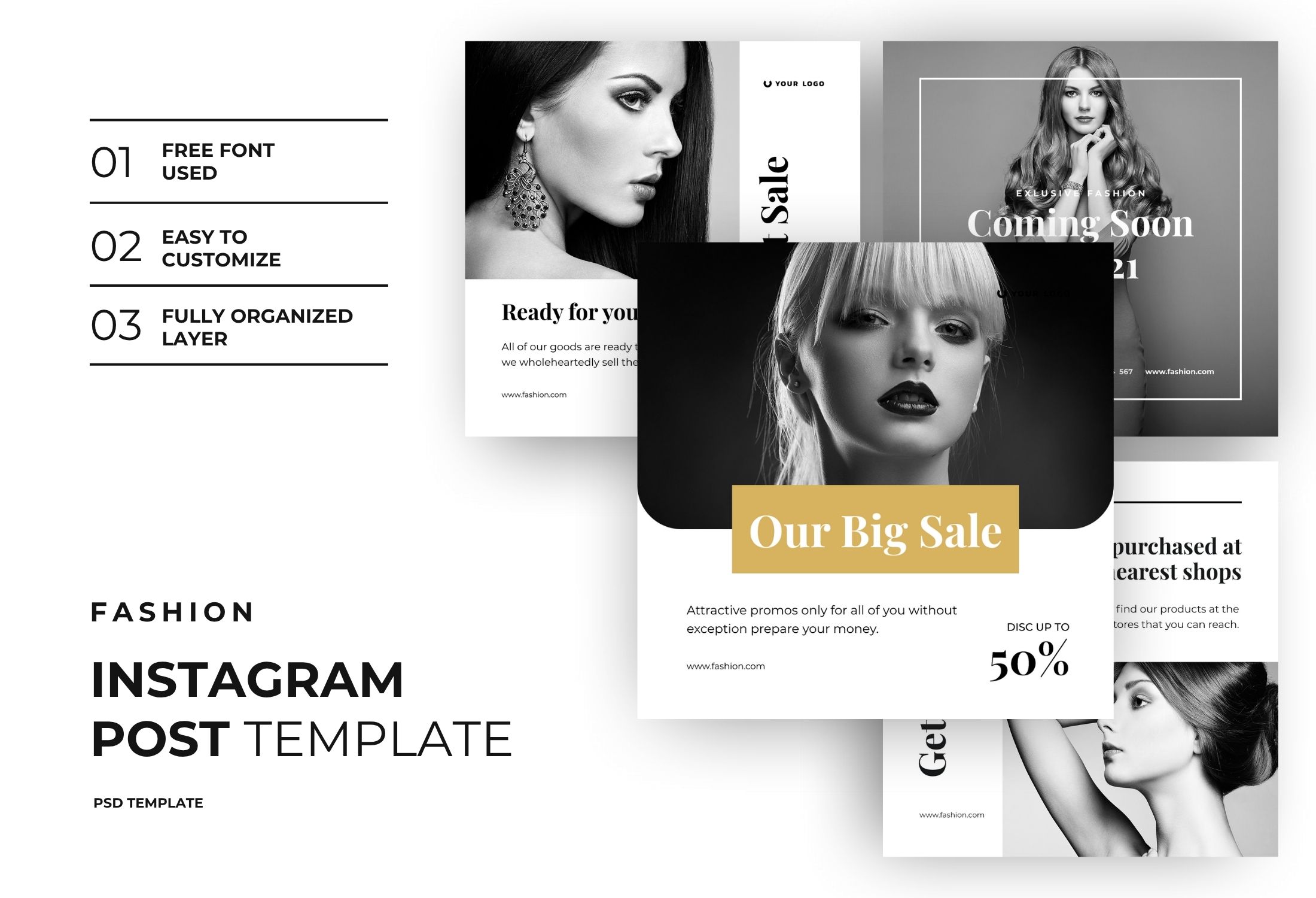 Black & White Minimal Fashion Big Sale Instagram Post Template