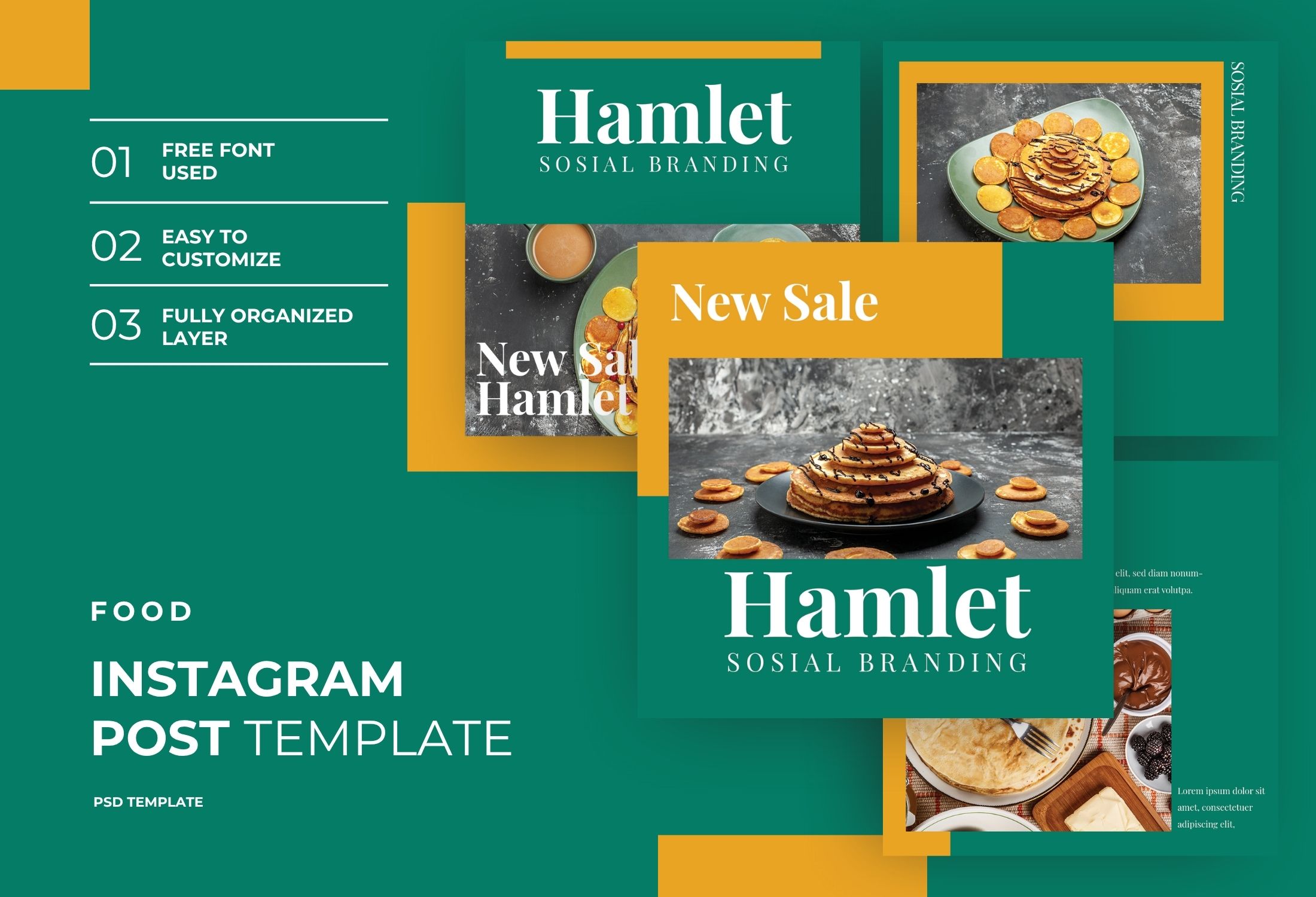 Green & Yellow Minimalist Food Sale Instagram Post Template