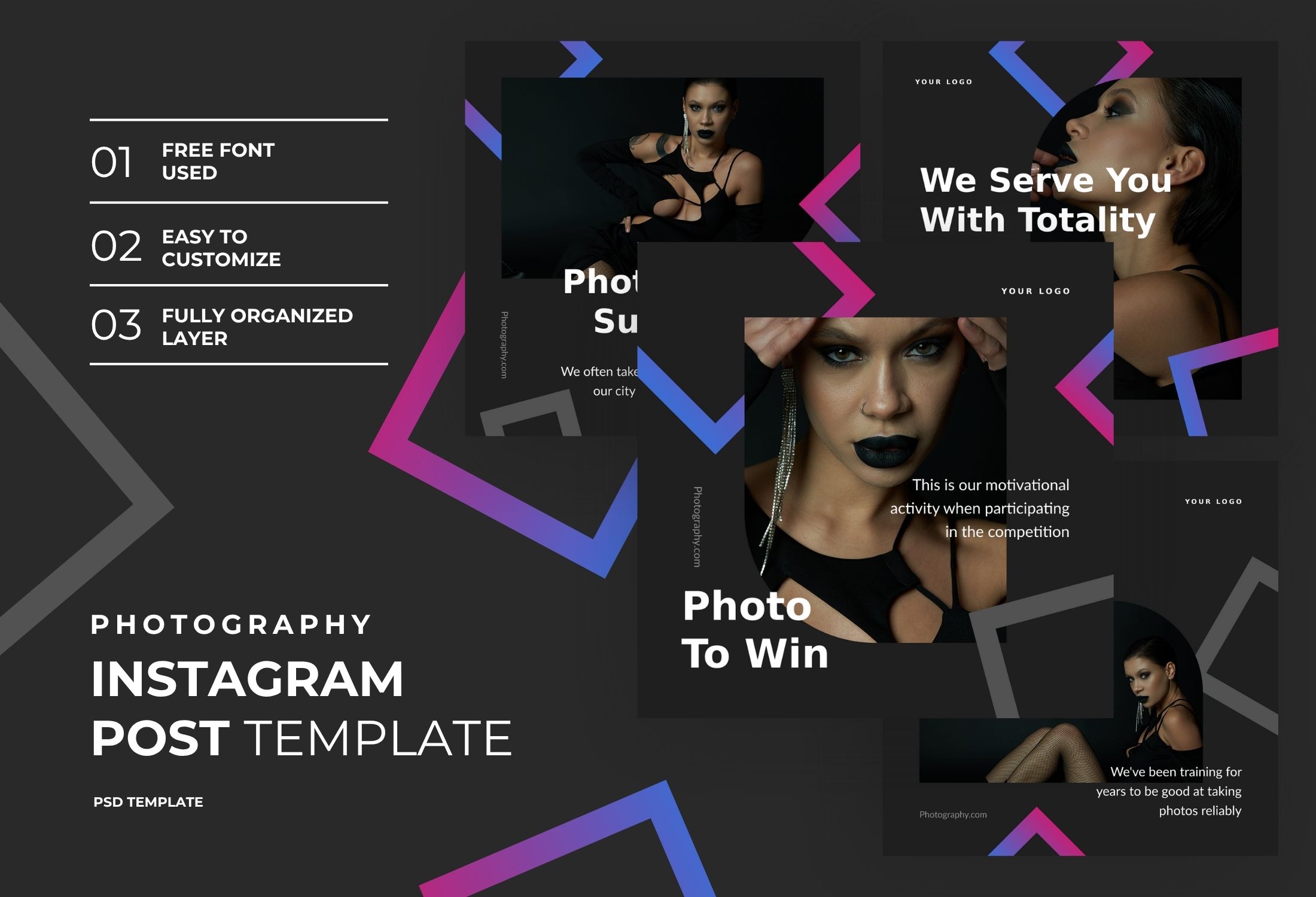 Dark Clean Creative Photography Daily Instagram Post Template
