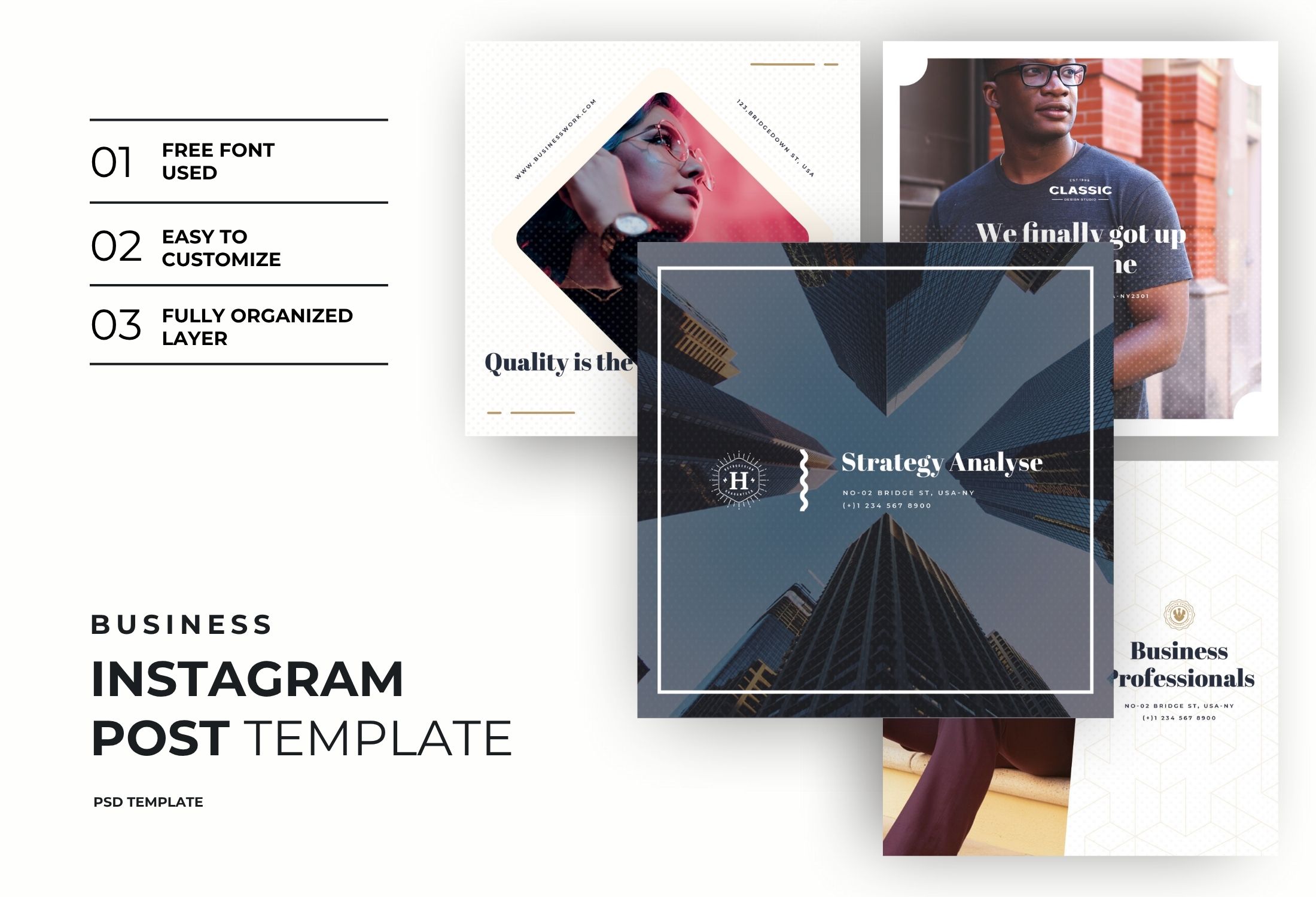 White Clean Minimal Business Strategy Quotes Instagram Post Template
