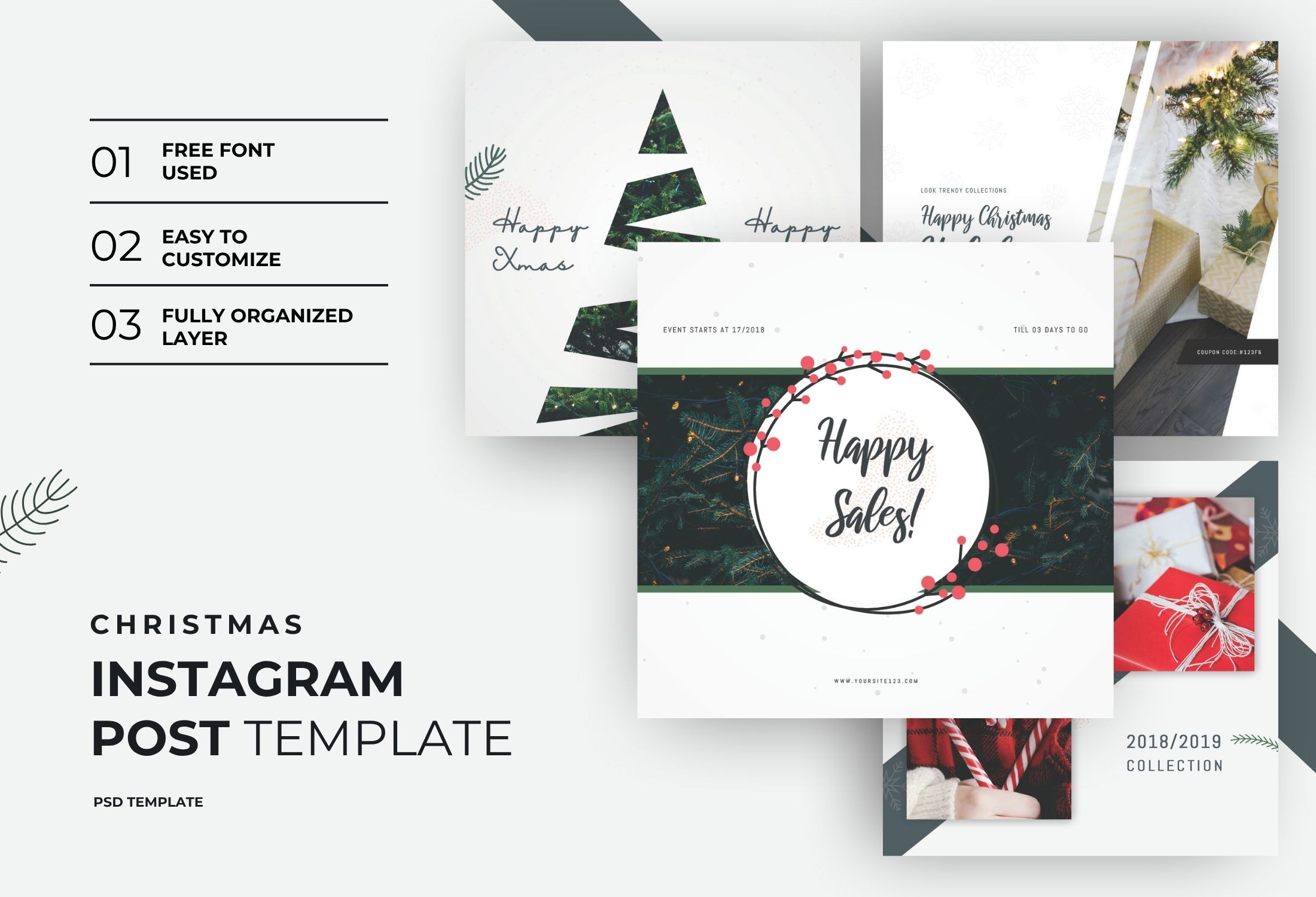 White Creative Happy Christmas Sales Instagram Post Template