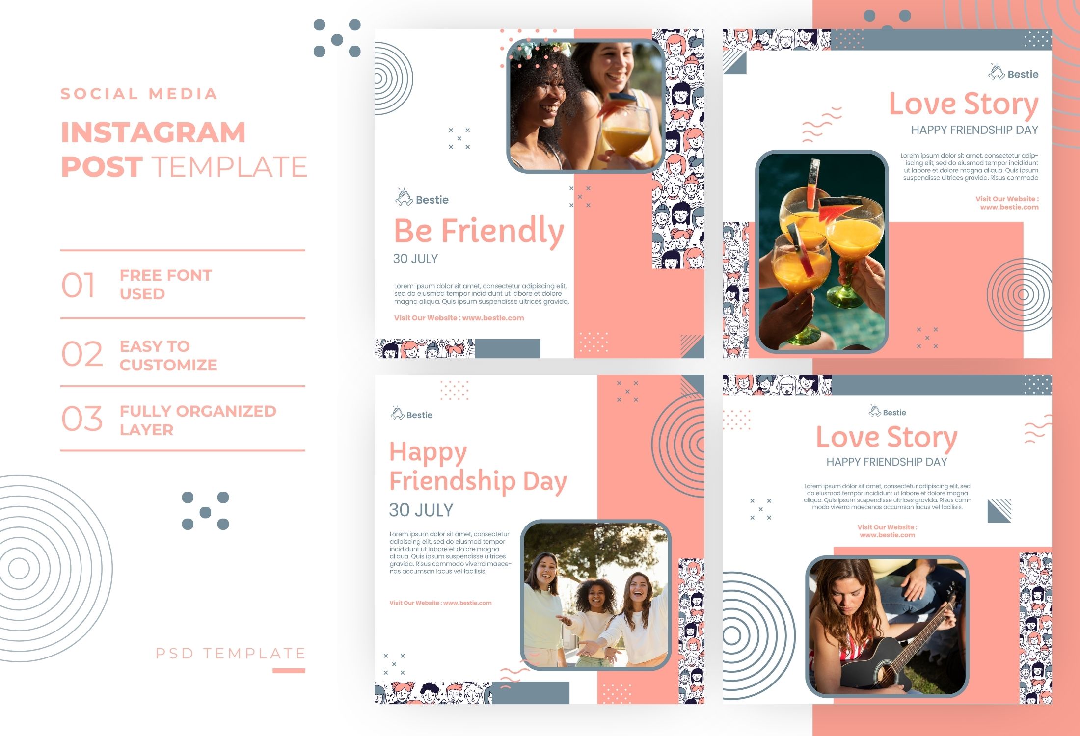 White & Orange Creative Friendship Day Instagram Post Template