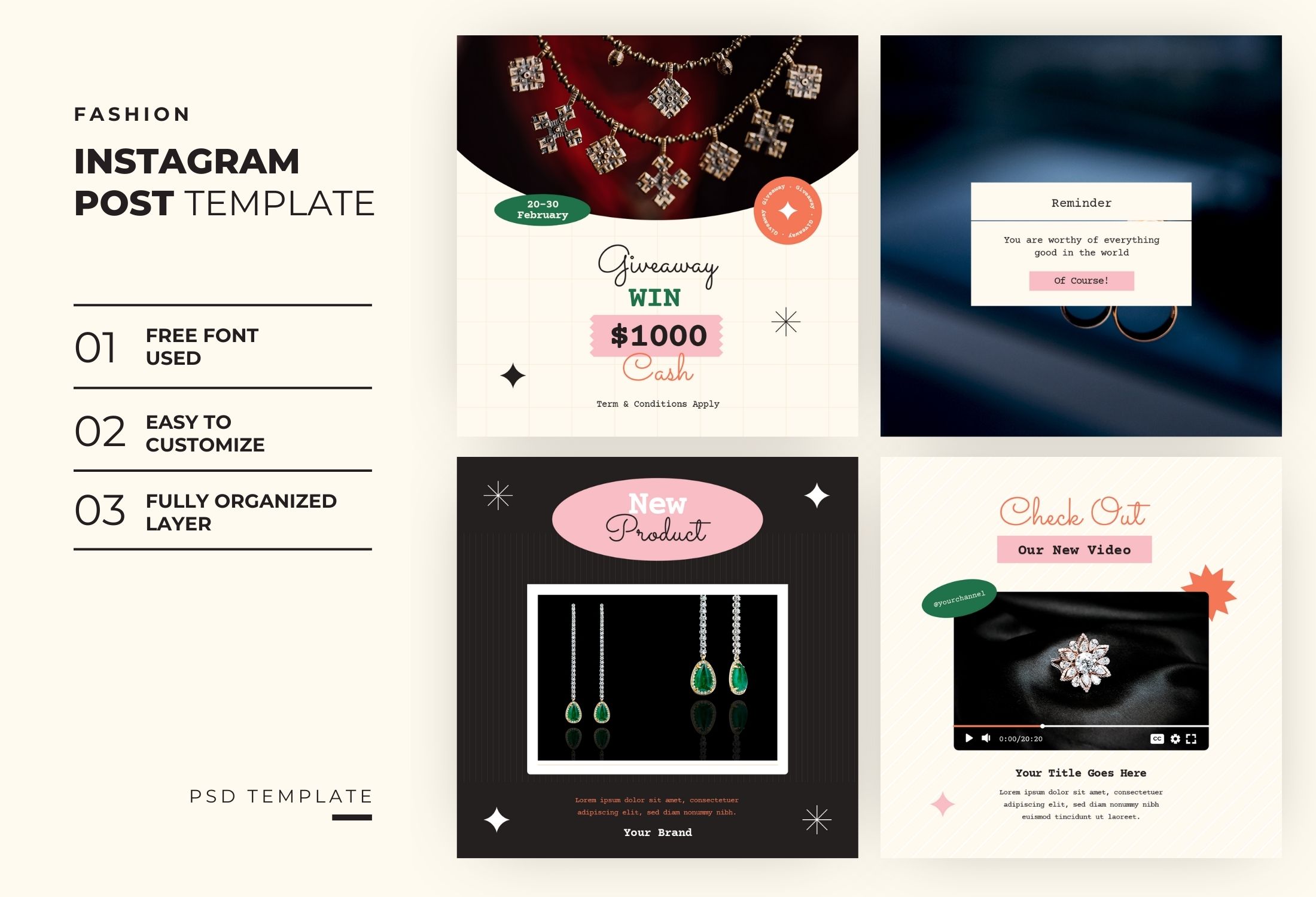 Dark & White Minimal Giveaway Product Instagram Post Template