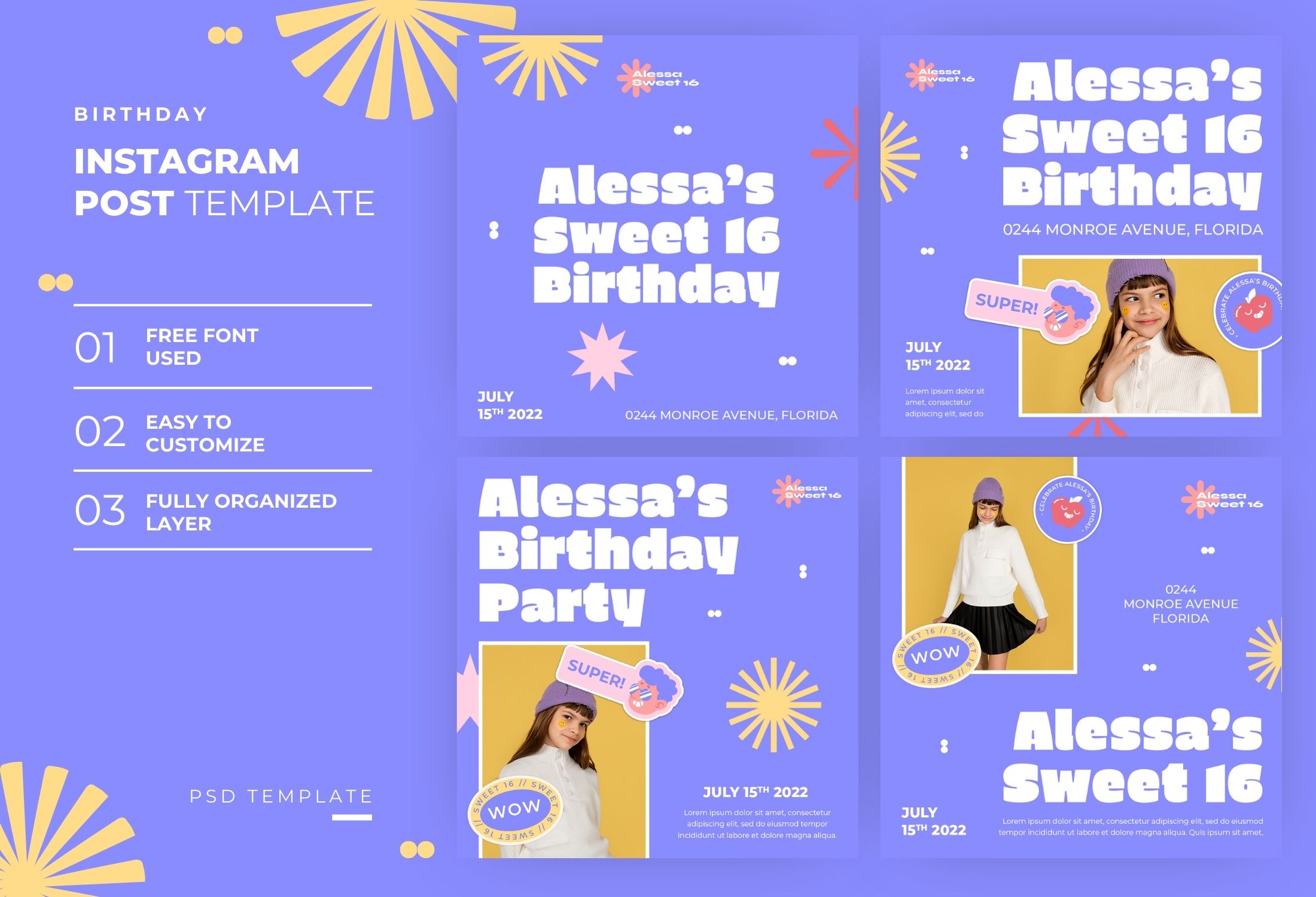 Blue Creative Birthday Party Instagram Post Template