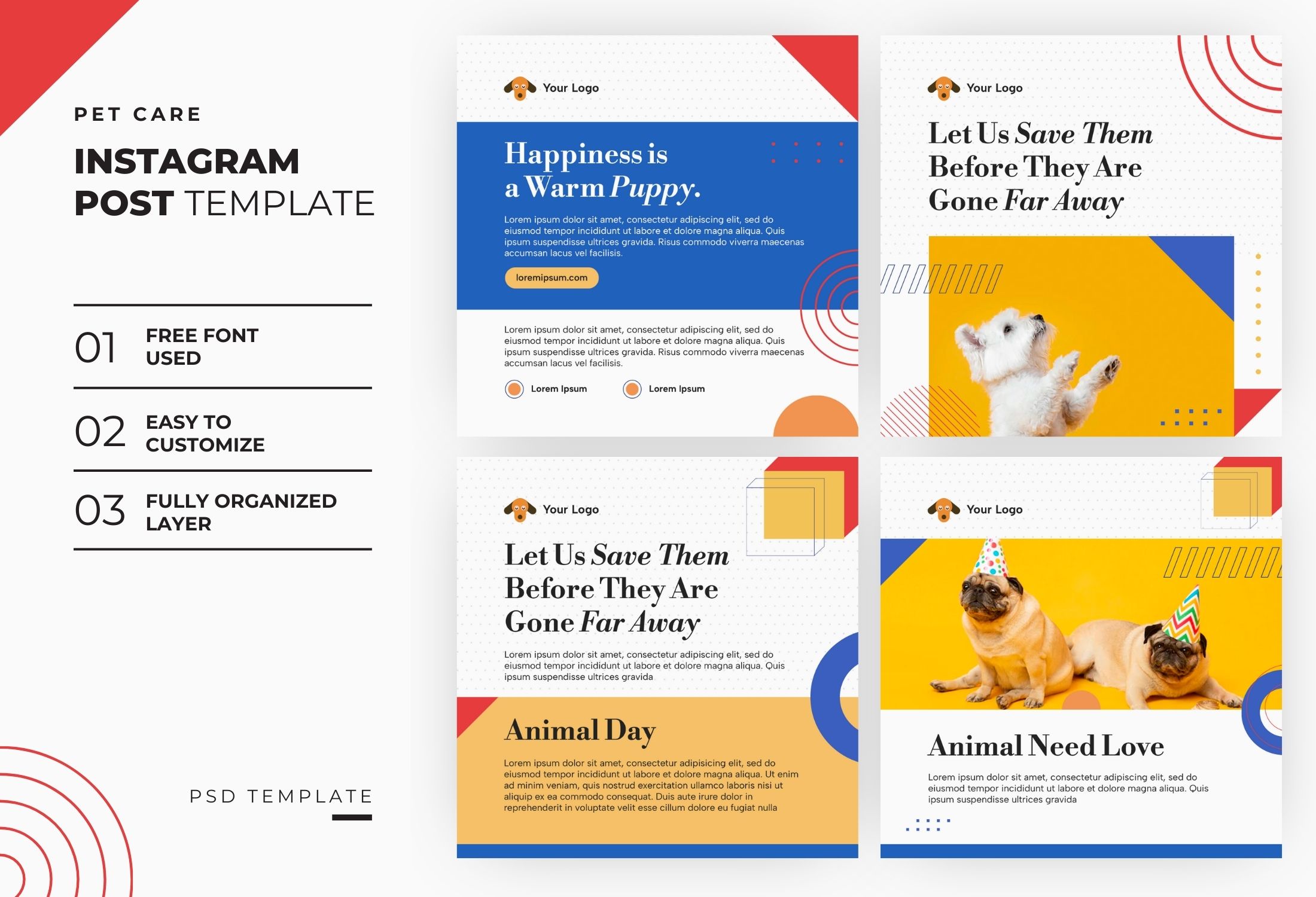 White Blue Creative Pet Care Daily Guide Instagram Post Template