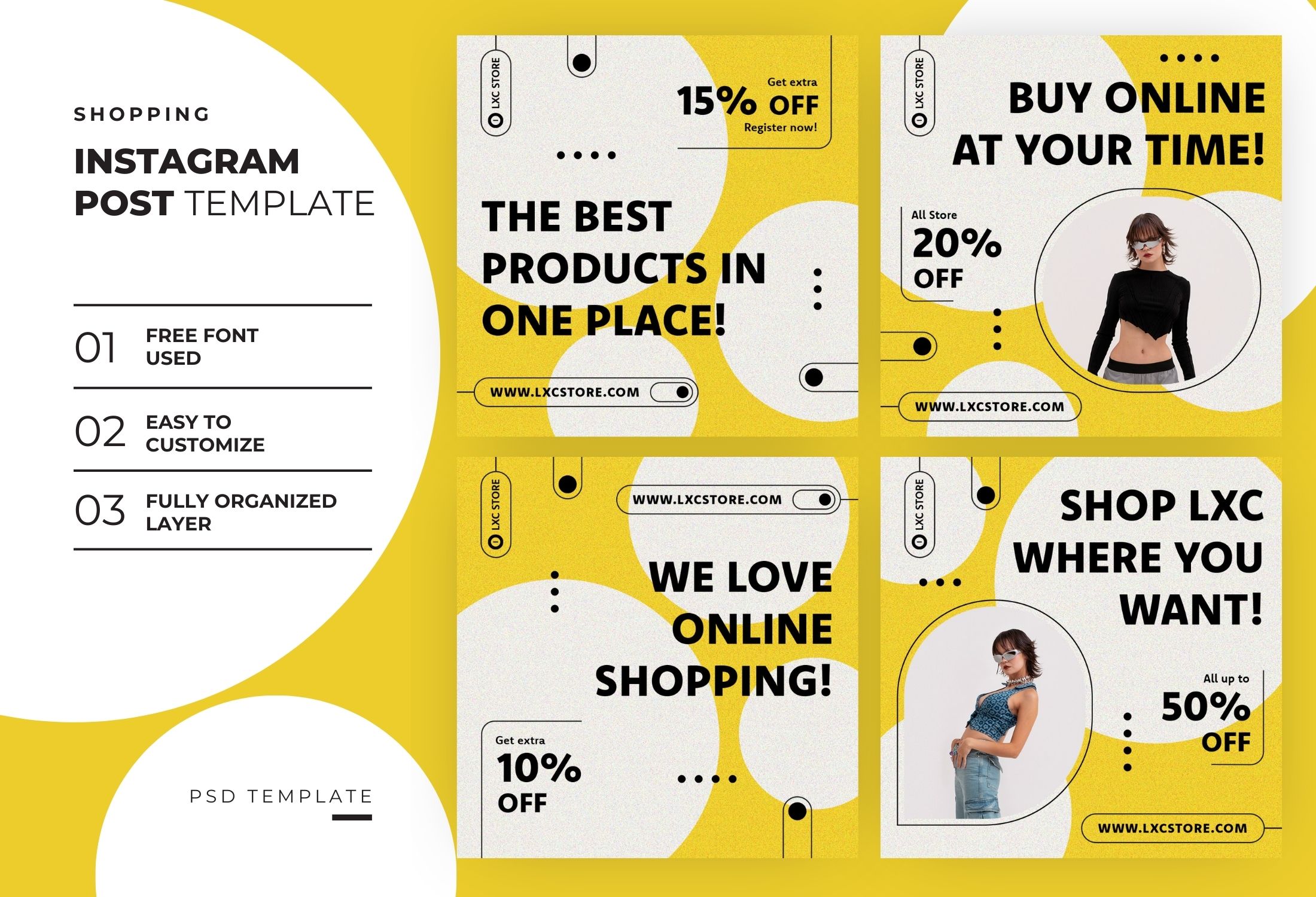 White & Yellow Creative Minimal Shopping Product Sale Instagram Post Template