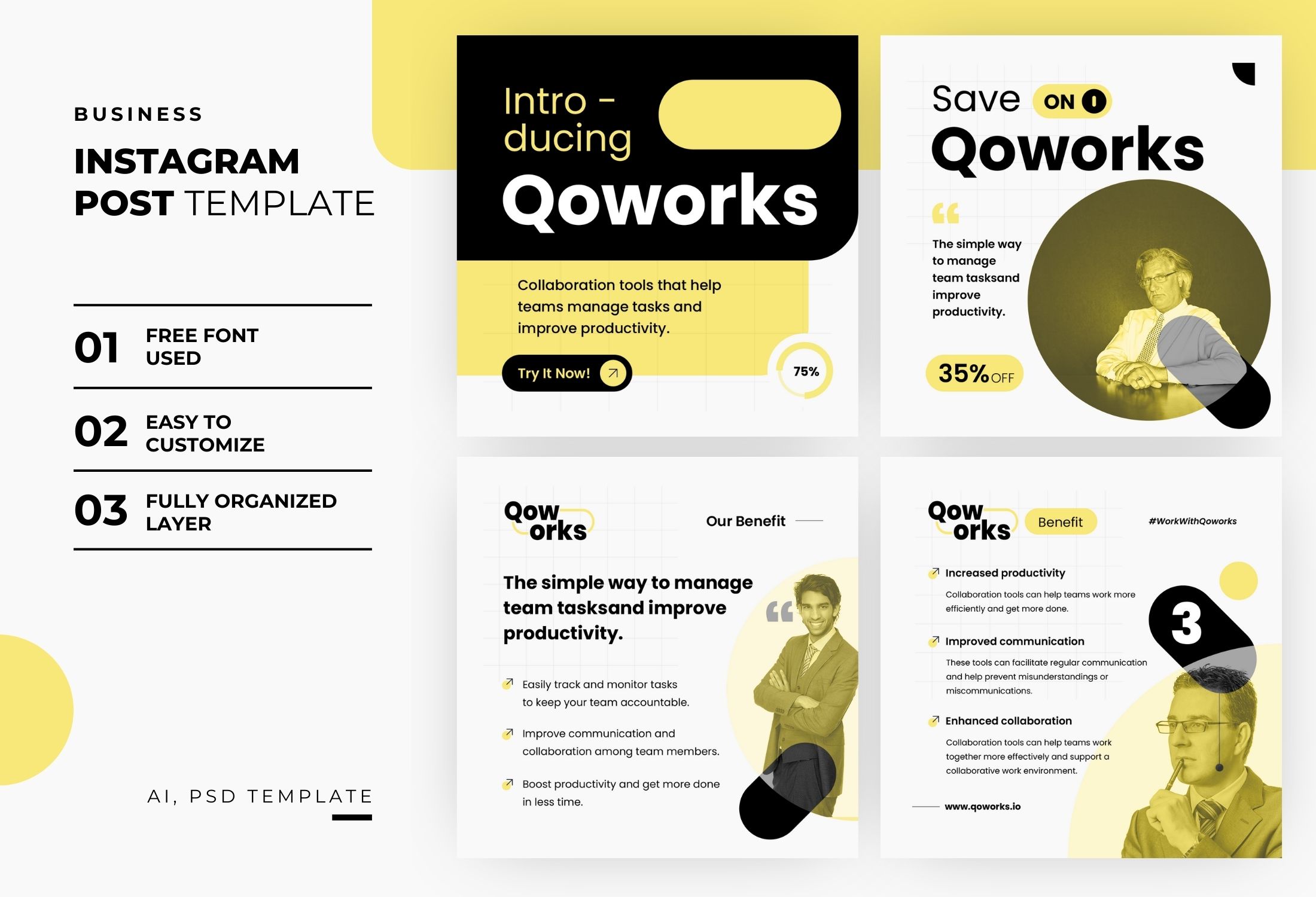 Yellow & White Minimal Business Instagram Post Template
