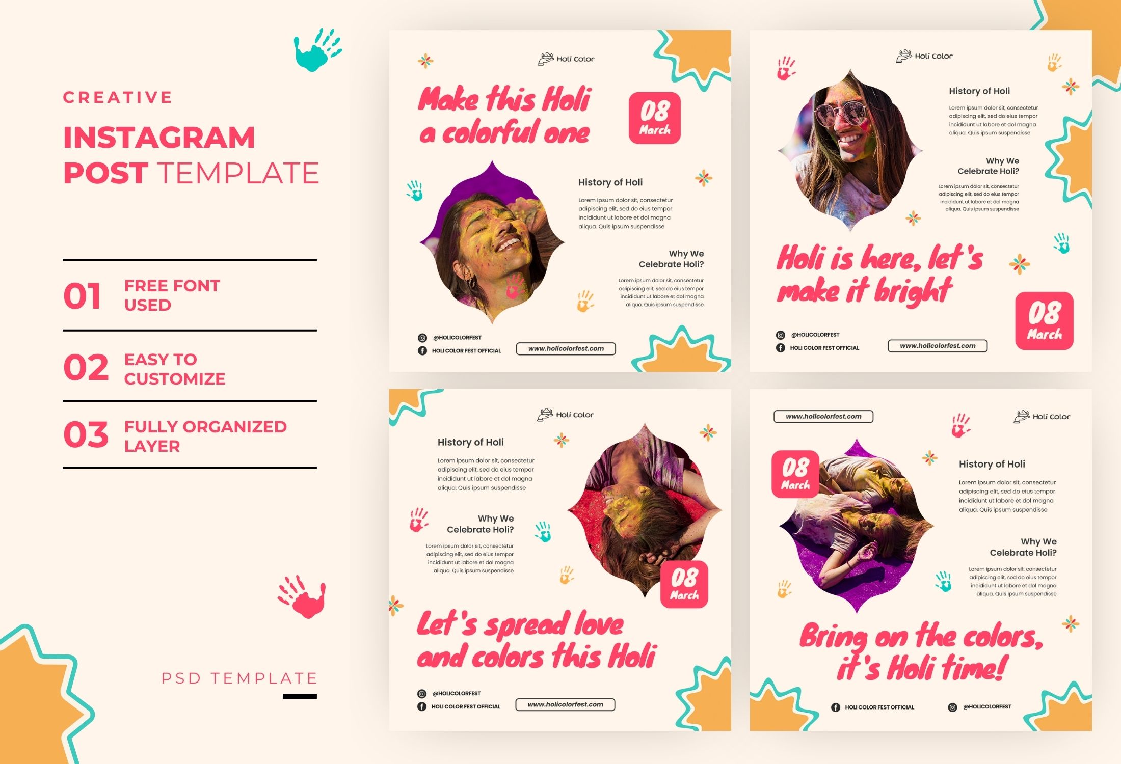 White Creative Abstract Holi Instagram Post Template