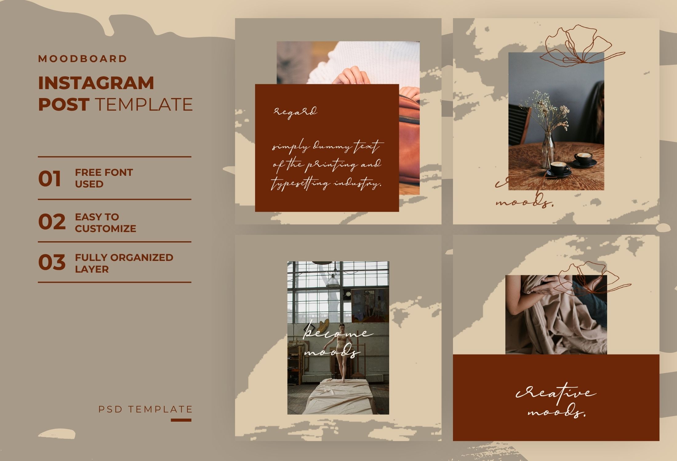Red Brown Creative Abstract Moodboard Quote Instagram Post Template