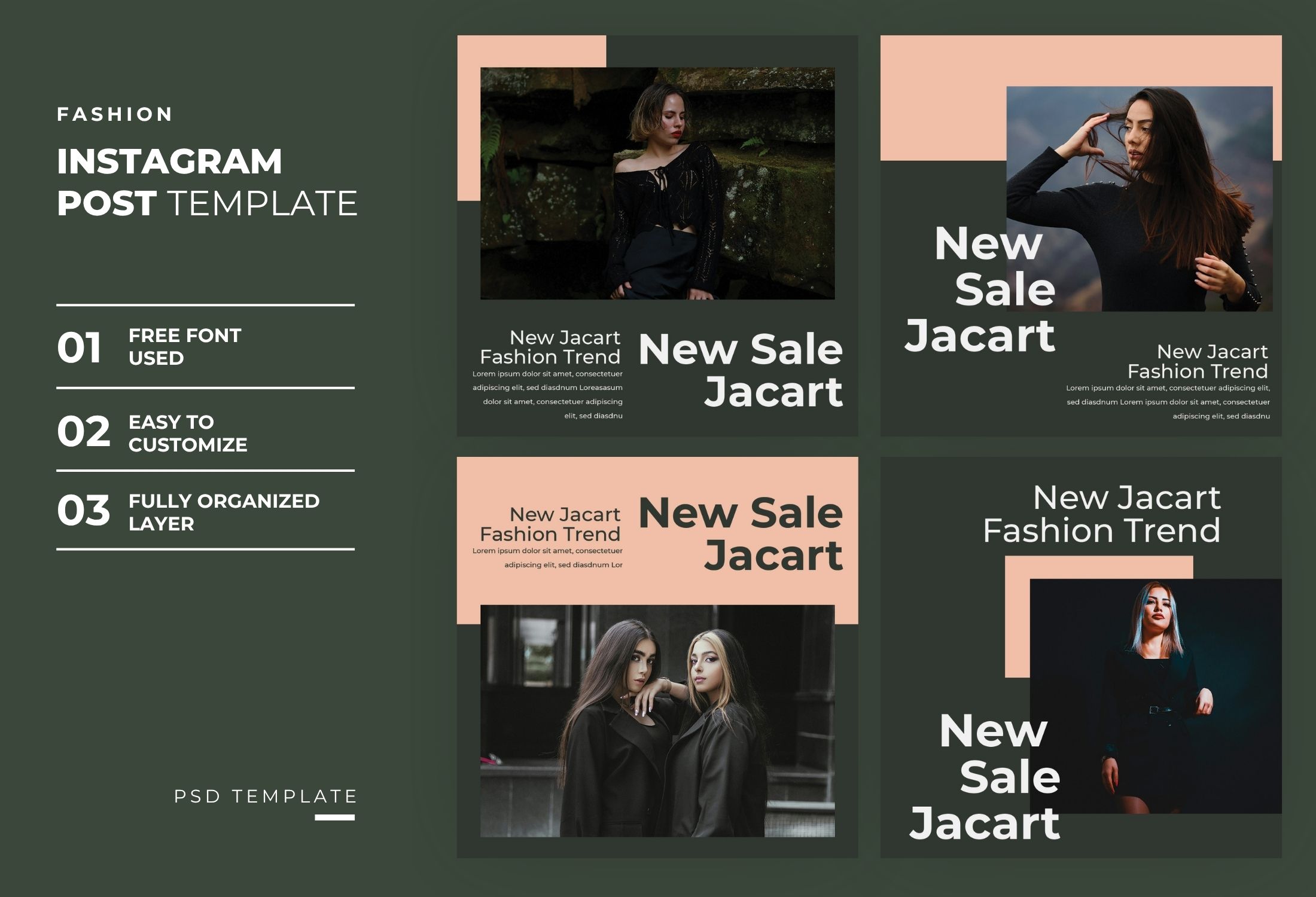 Green & Pink Minimalist Fashion New Sale Instagram Post Template