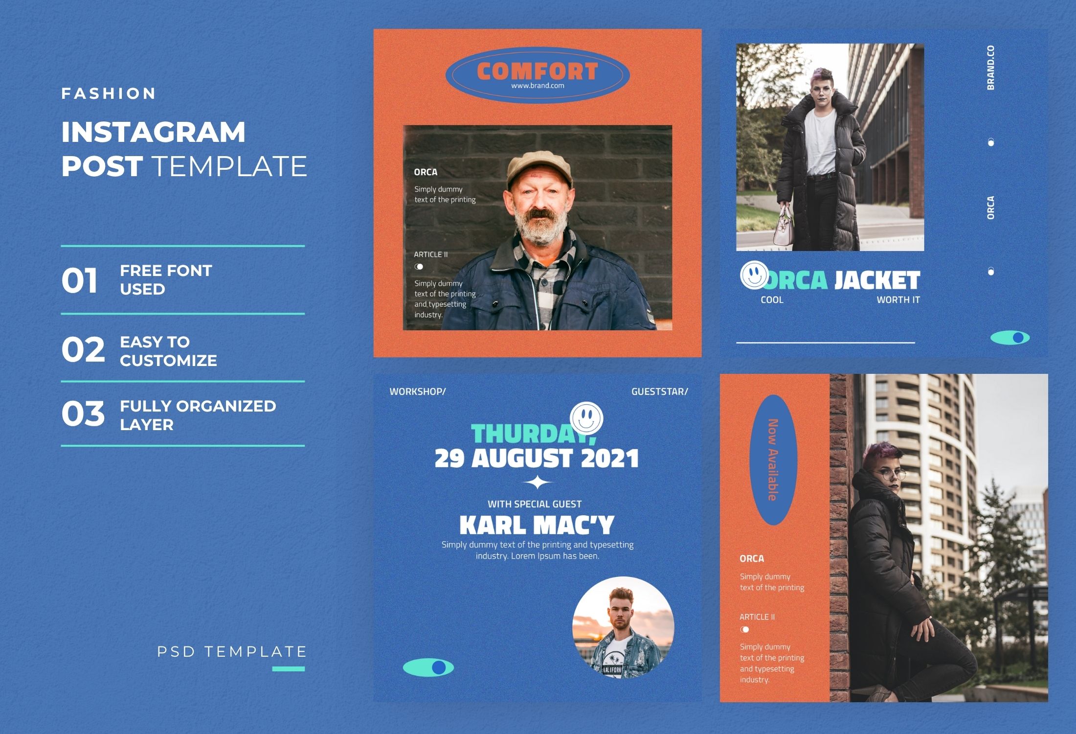 Blue & Red Minimalist Fashion Instagram Post Template