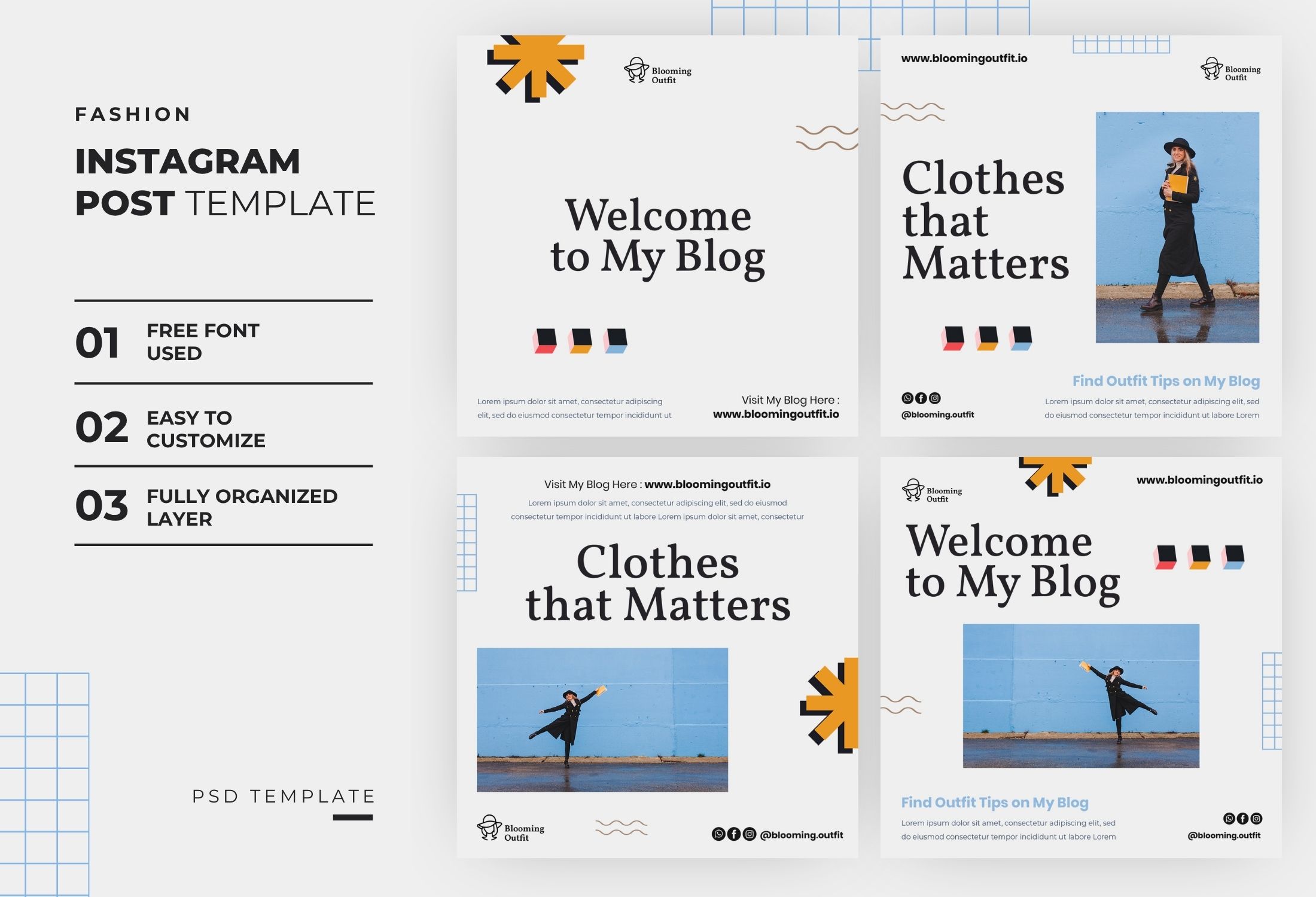 White Minimal Creative Fashion Blog Instagram Post Template