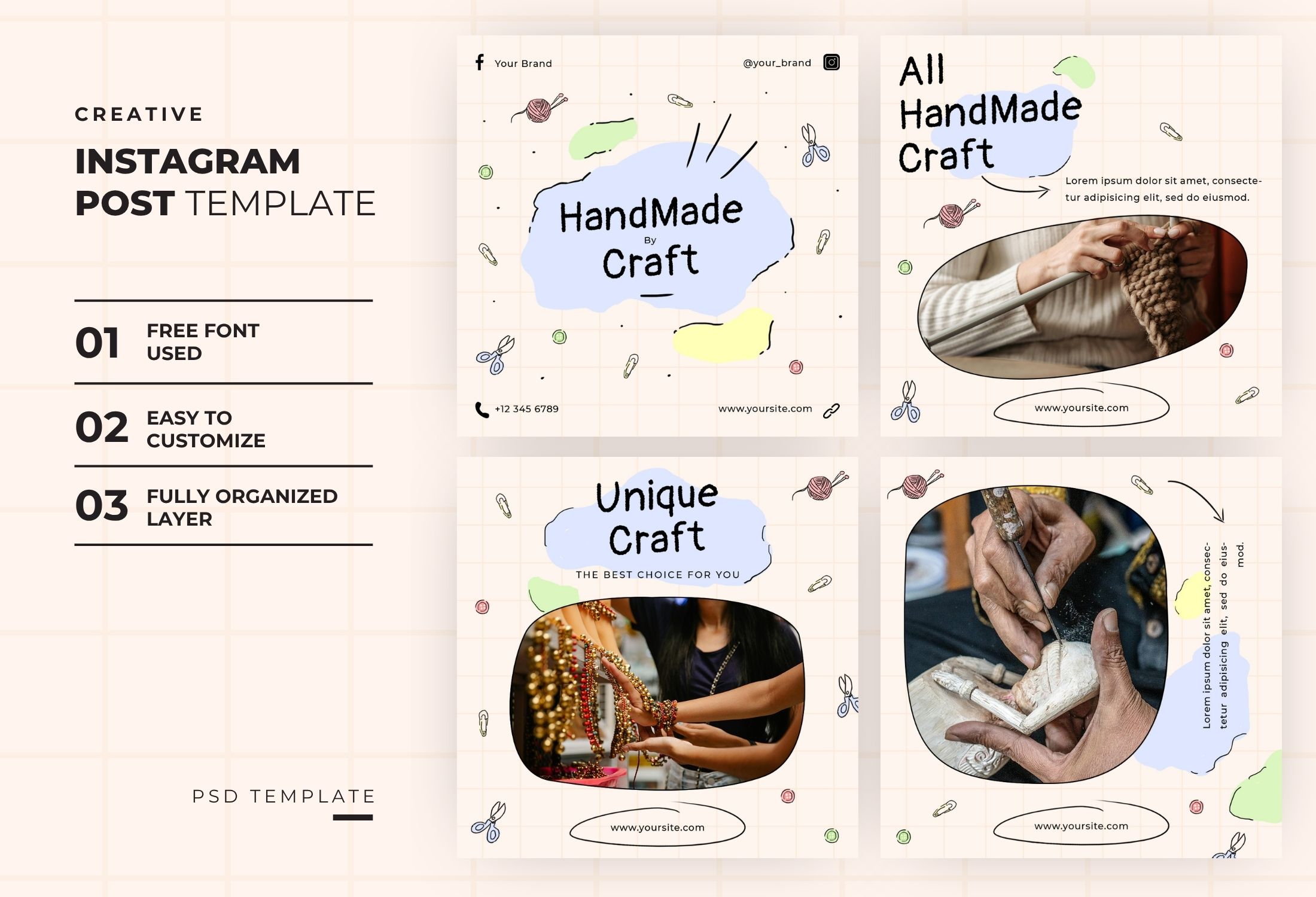 White Creative Abstract Handmade Craft Instagram Post Template