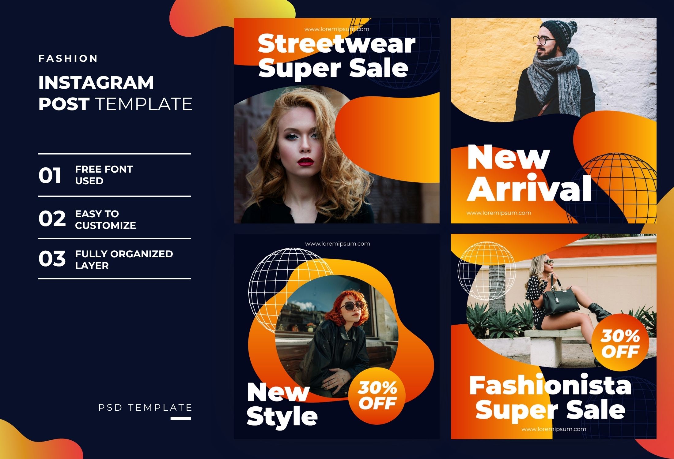 Dark Blue & Yellow Creative Fashion New Arrival Instagram Post Template