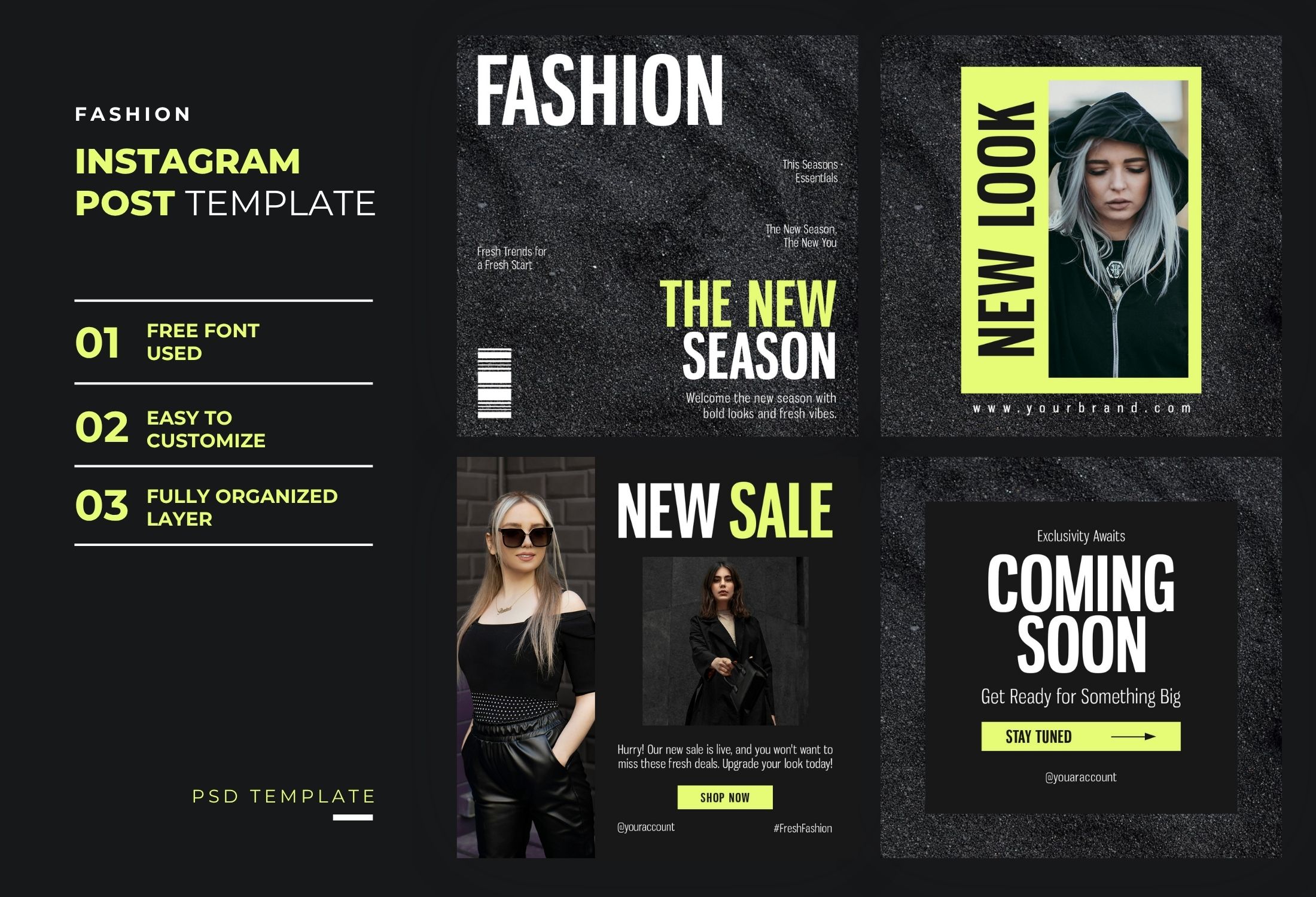 Black & Green Modern Fashion New Sale Instagram Post Template