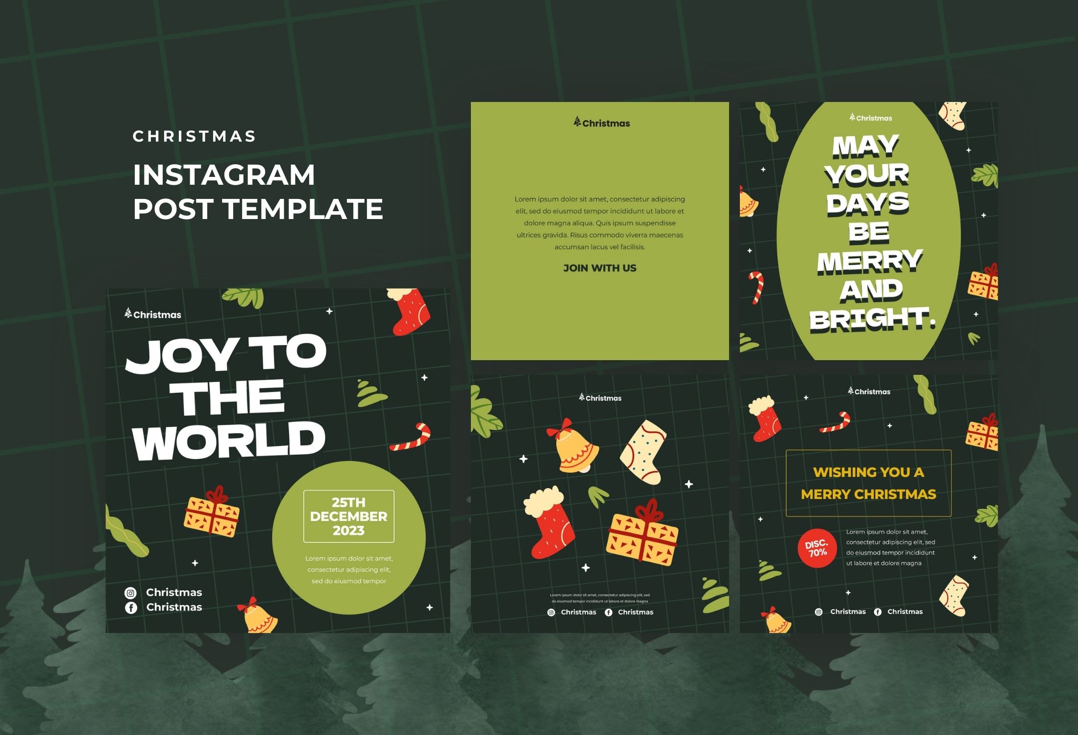 Green And Red Creative Christmas Celebration Instagram Post Template