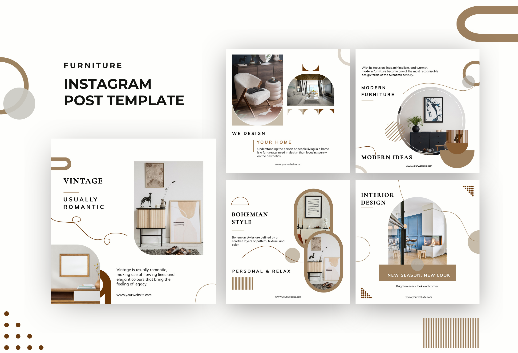 White And Brown Modern Furniture Promo Instagram Post Template