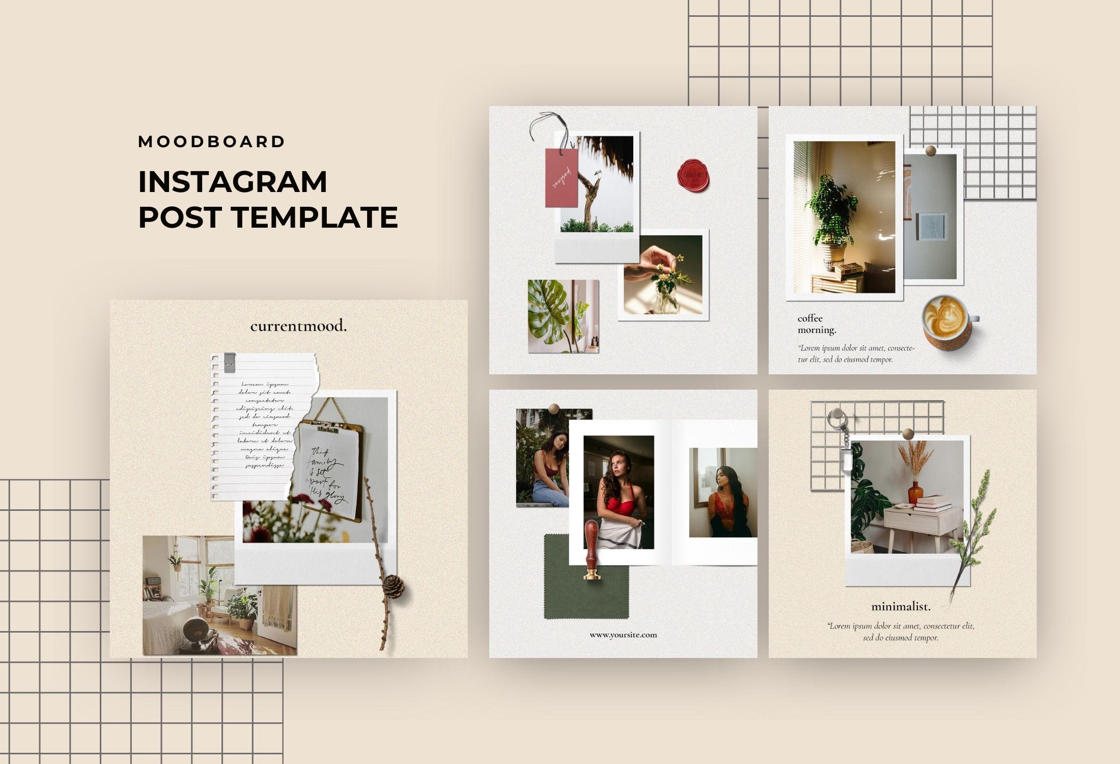 Beige Minimalist Moodboard Collection Instagram Post Template