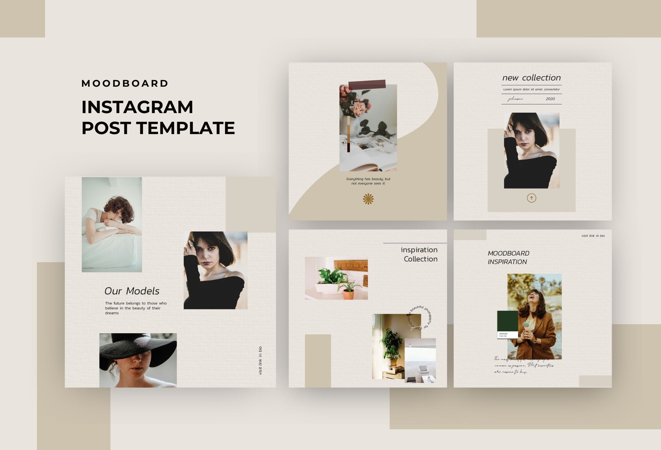 Beige Minimalist Fashion Collection Instagram Post Template