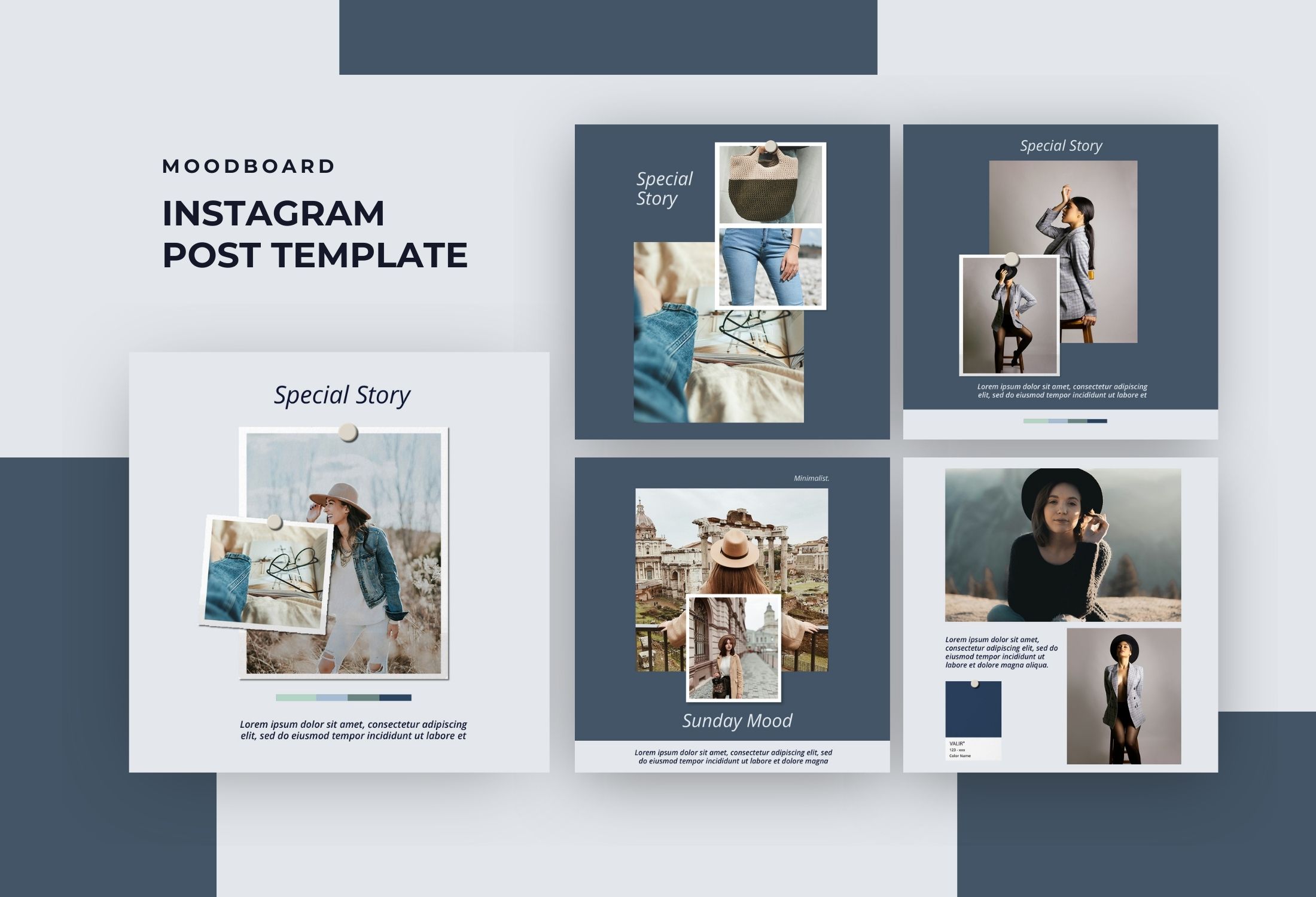 Blue Minimalist Fashion Story Instagram Post Template