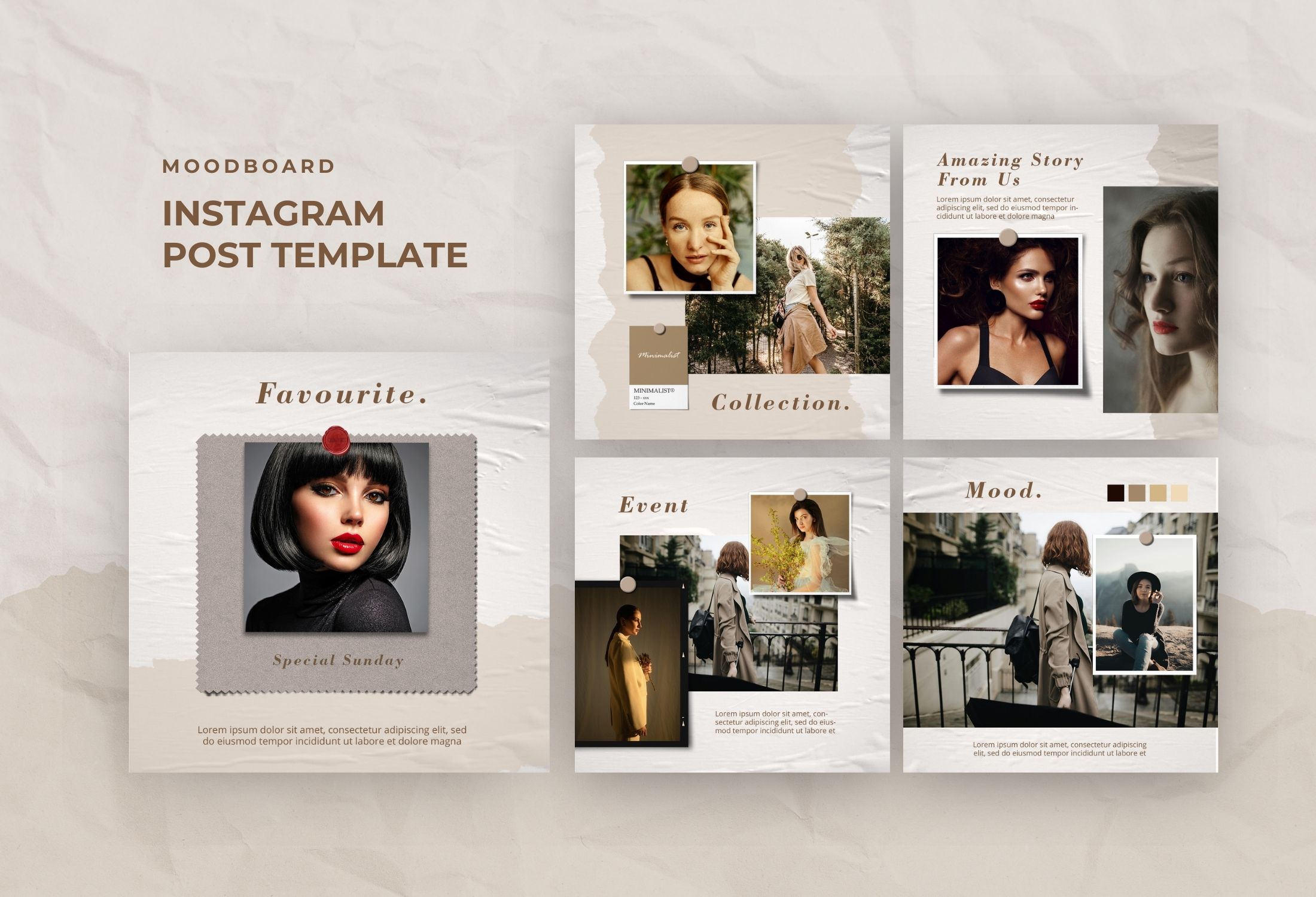 Beige Minimalist Fashion Collection Instagram Post Template