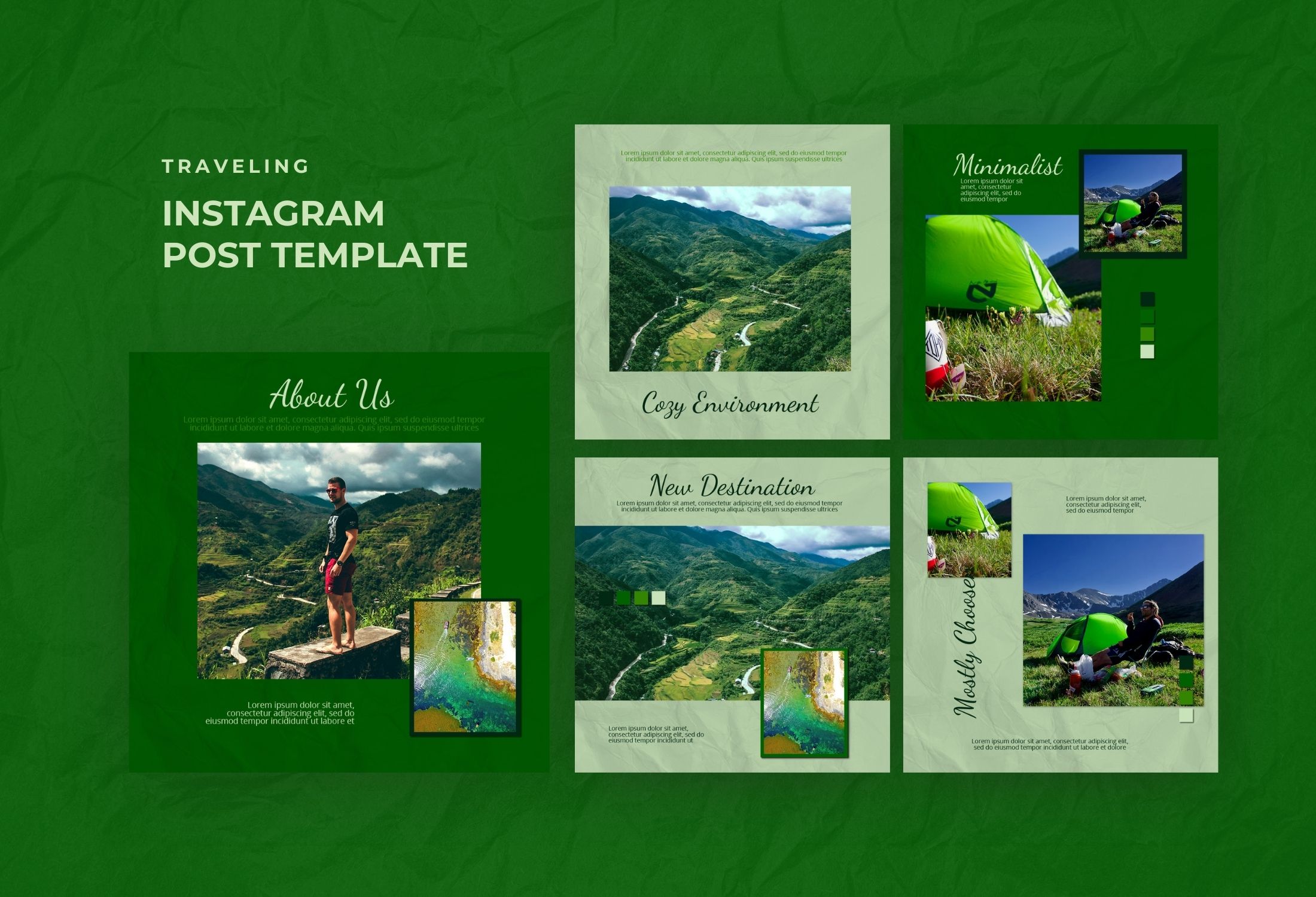 Green Minimalist Travel Campaign Instagram Post Template