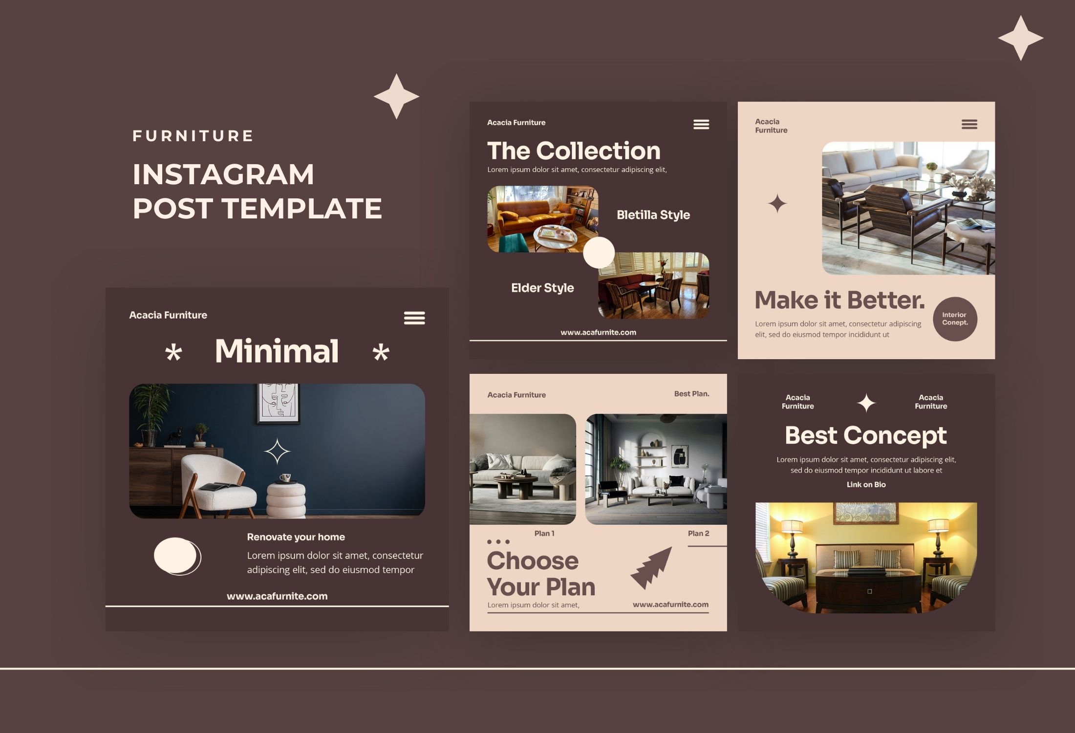 Brown Minimalist Furniture Collection Instagram Post Template
