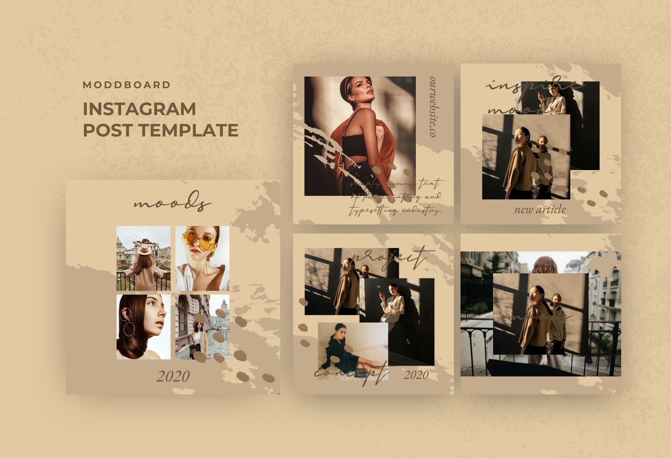 Beige Minimalist Fashion Collage Instagram Post Template